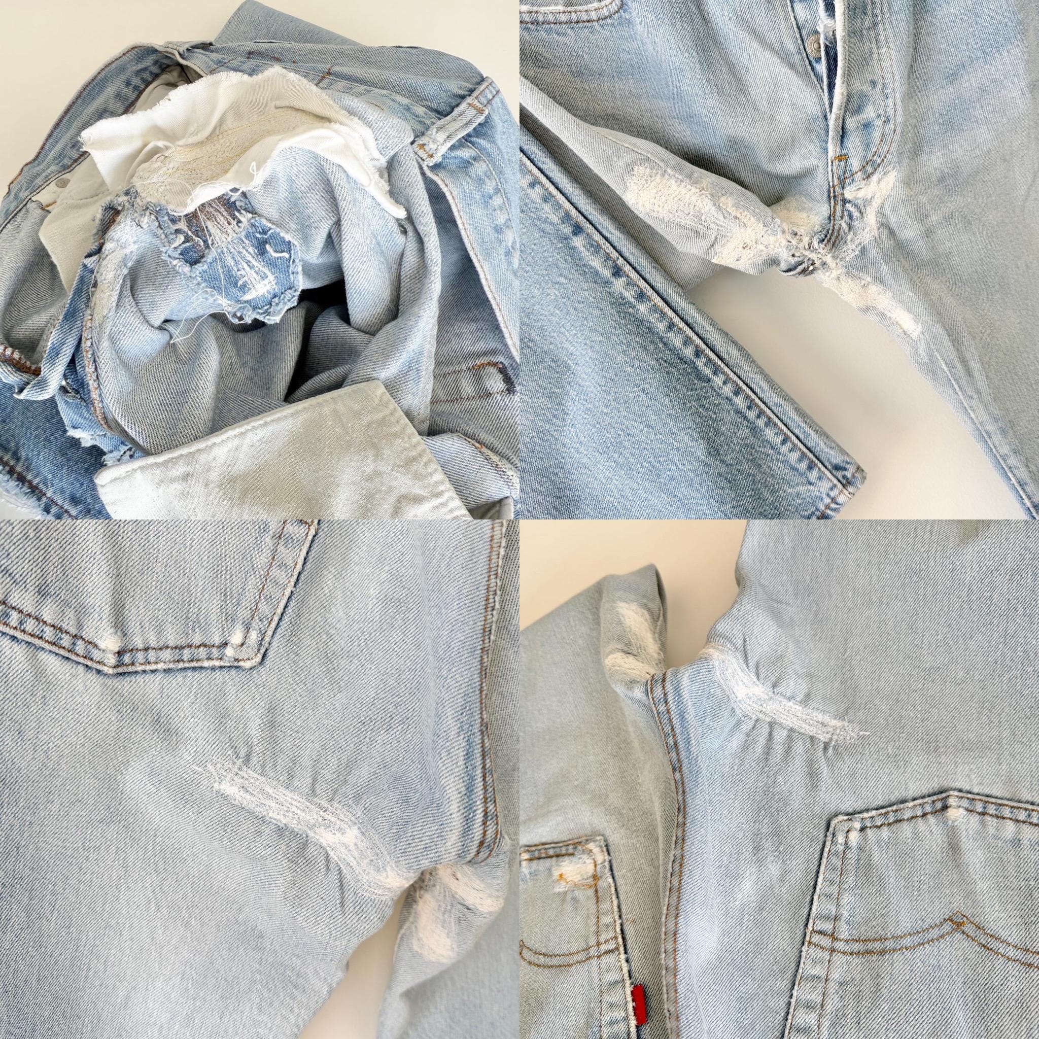 W29 L29 Levis 501 selvedge vintage 28-29” measured waist light blue faded blue made in 80s USA