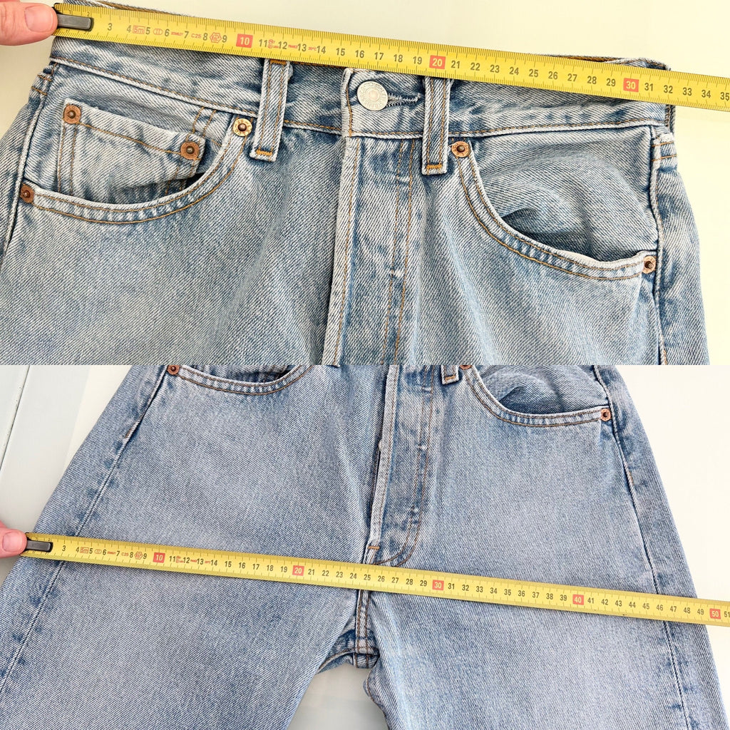 Levis 501 jeans w24 L30 light blue 501 stone wash  blue vintage 501s made in 90s -1