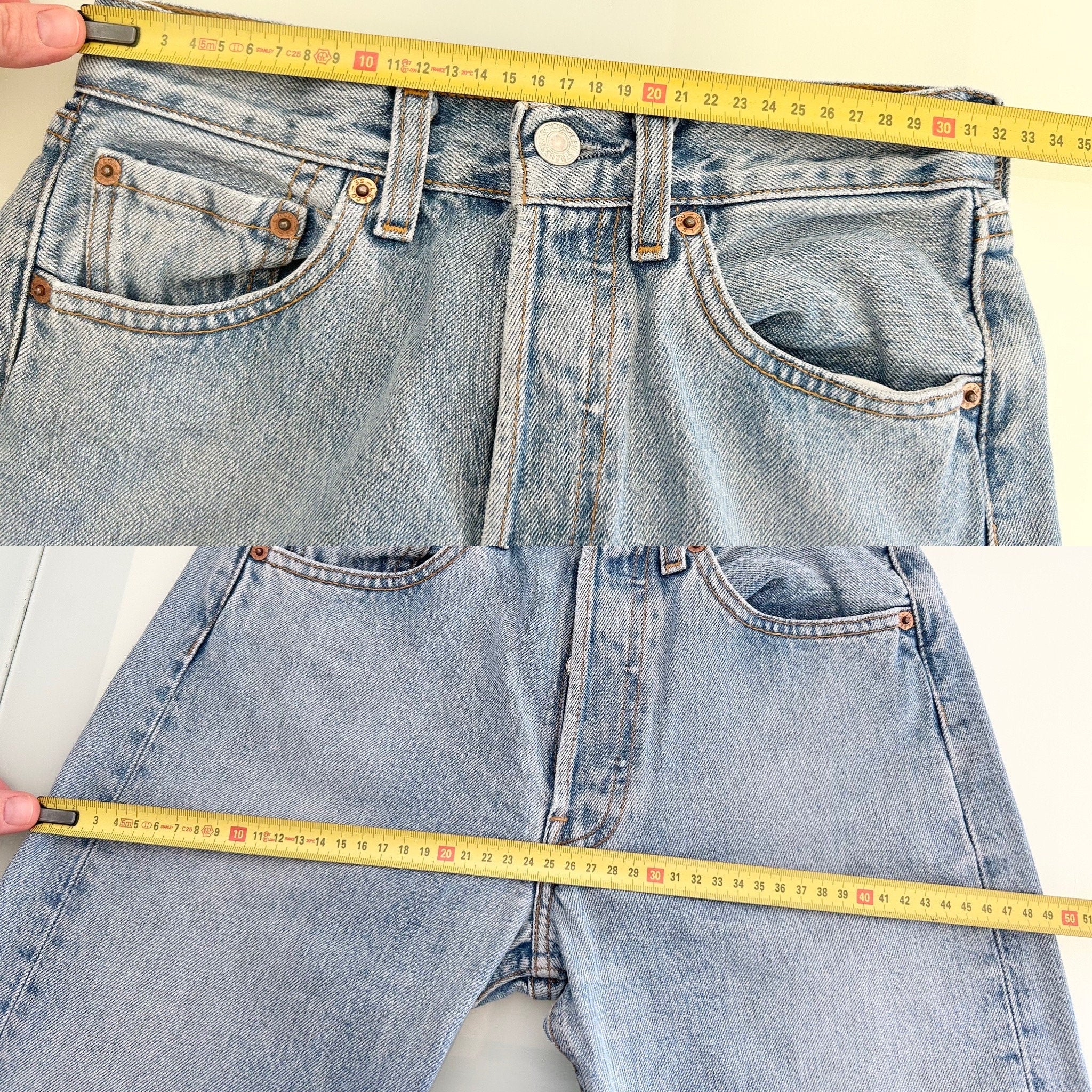 Levis 501 jeans w24 L30 light blue 501 stone wash  blue vintage 501s made in 90s -1