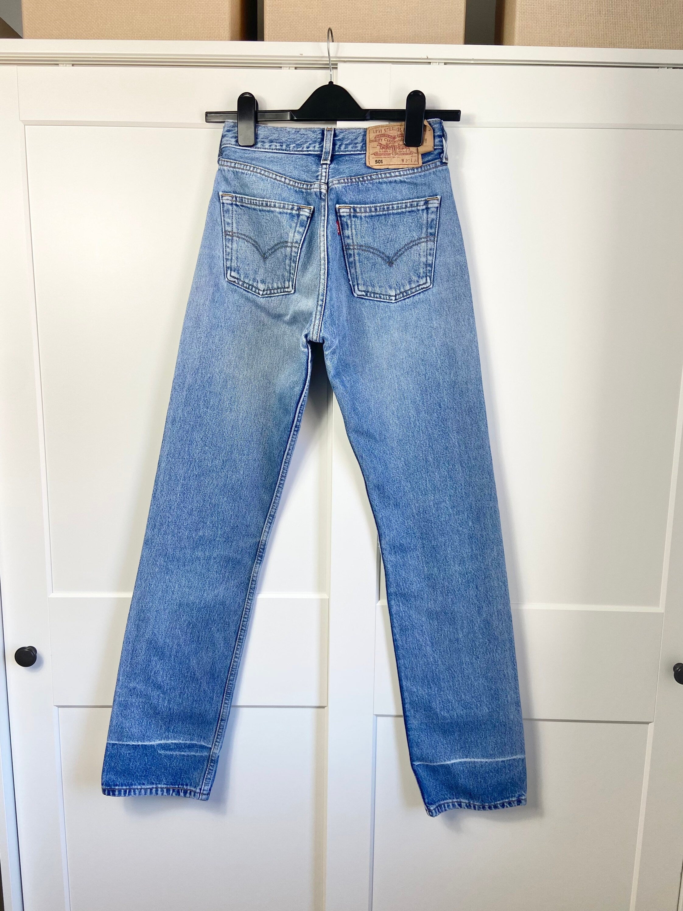 Levis 501 jeans w25 L32 raw blue faded denim faded blue 501 vintage 501s