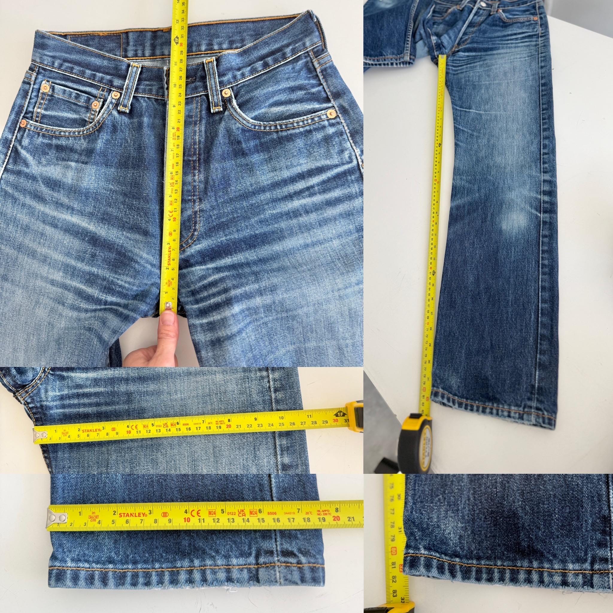 W26 L32 Levis 501 vintage 25-26” measured waist dark blue whiskers faded made in y2k