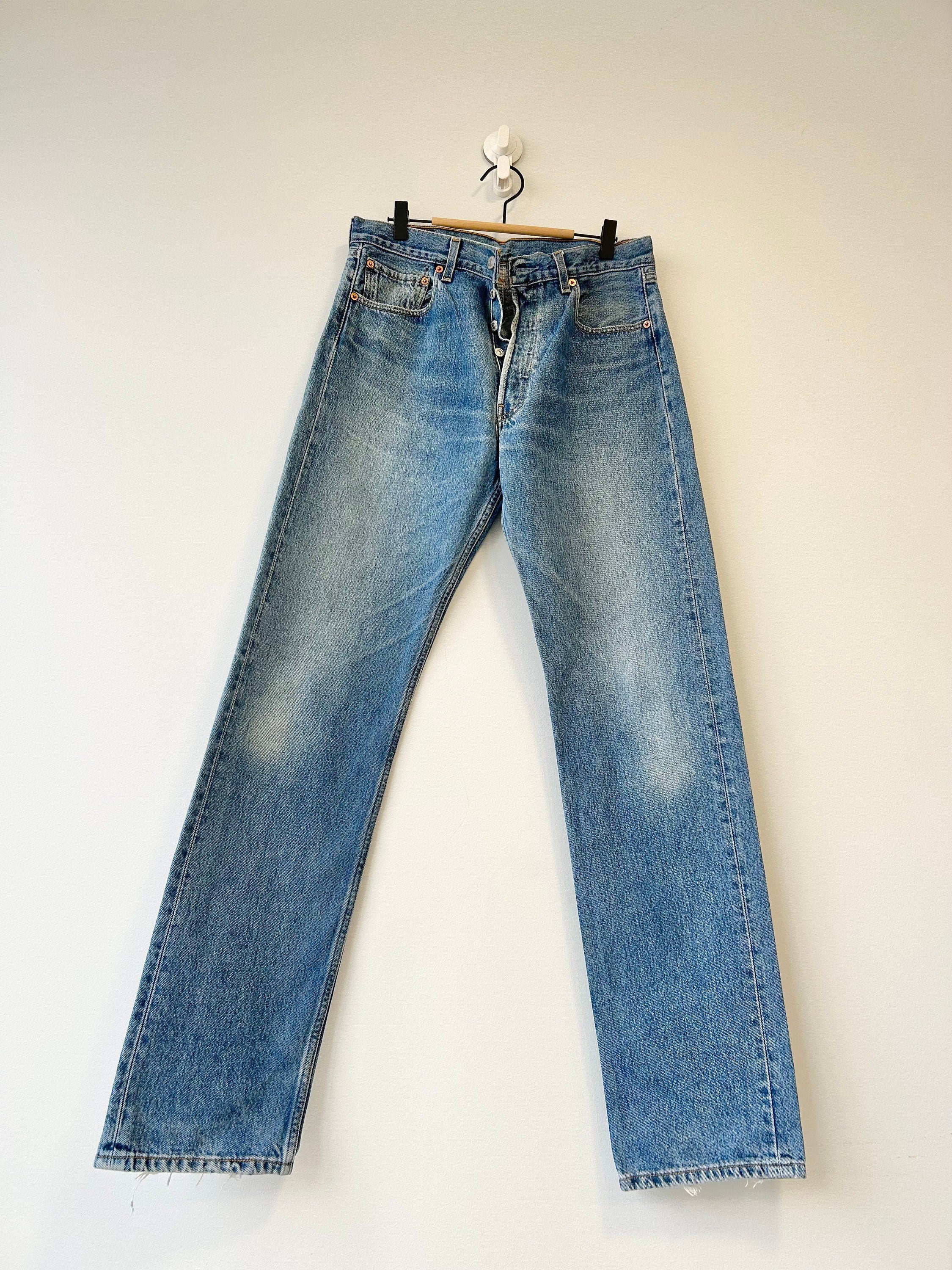 Levis 501 jeans w33 L33 raw blue faded dark blue denim 501 vintage Levi’s faded blue denim 501 vintage