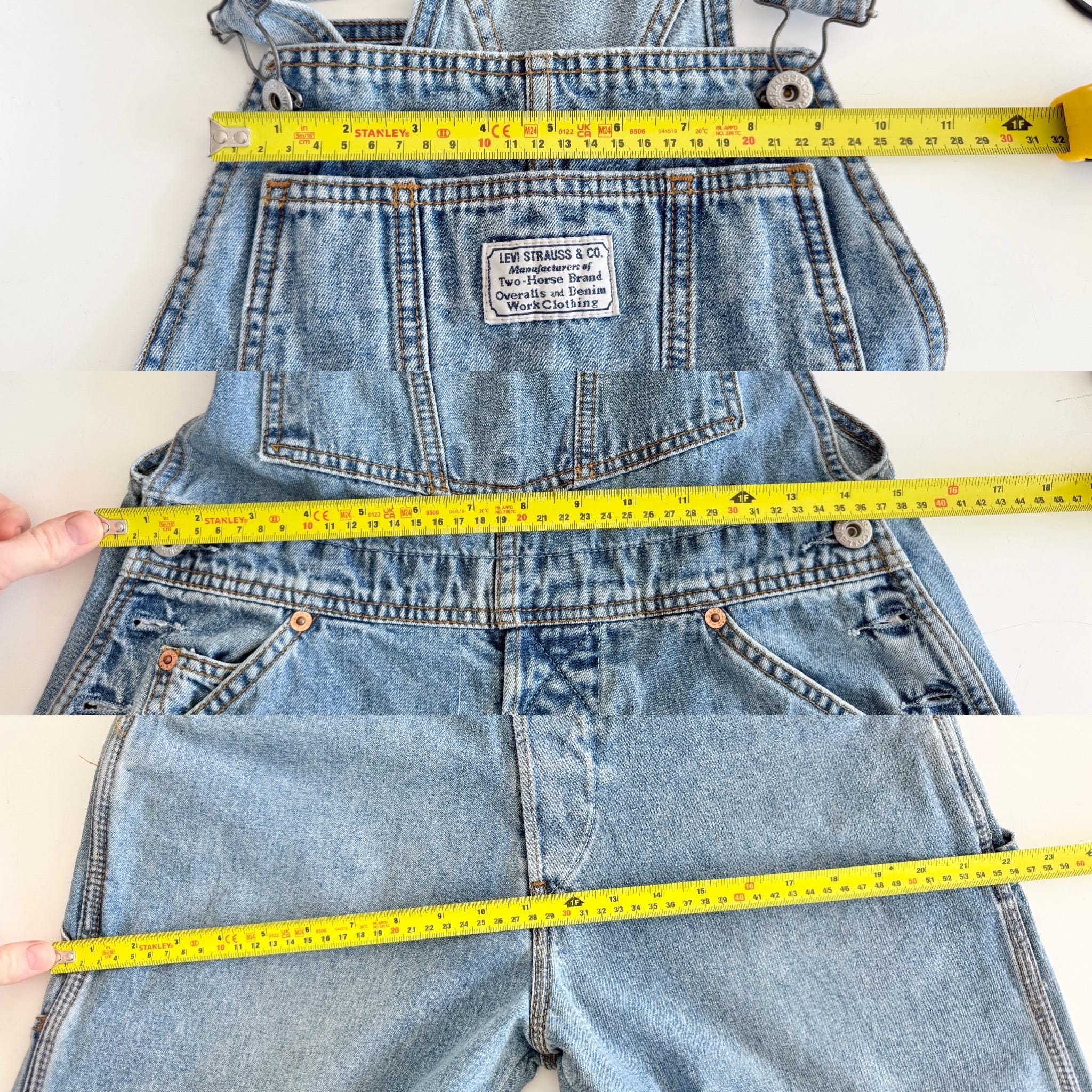 Levis overalls vintage dungarees tag size M Levi’s light faded blue faded straight leg made in 90s