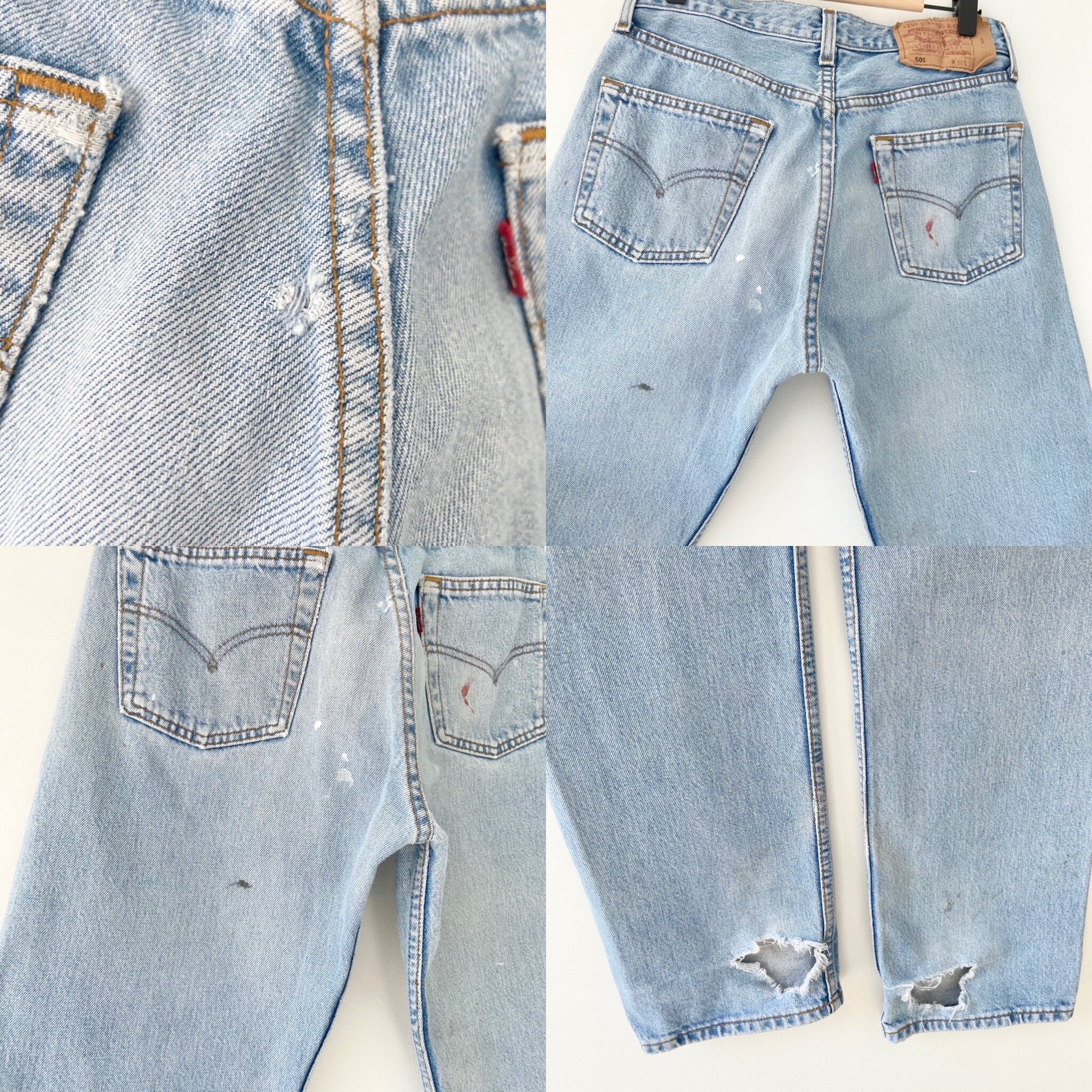 Vintage Levi’s 501 w29 L33 made in 1998  stone Wash paint distressed faded vintage 501s
