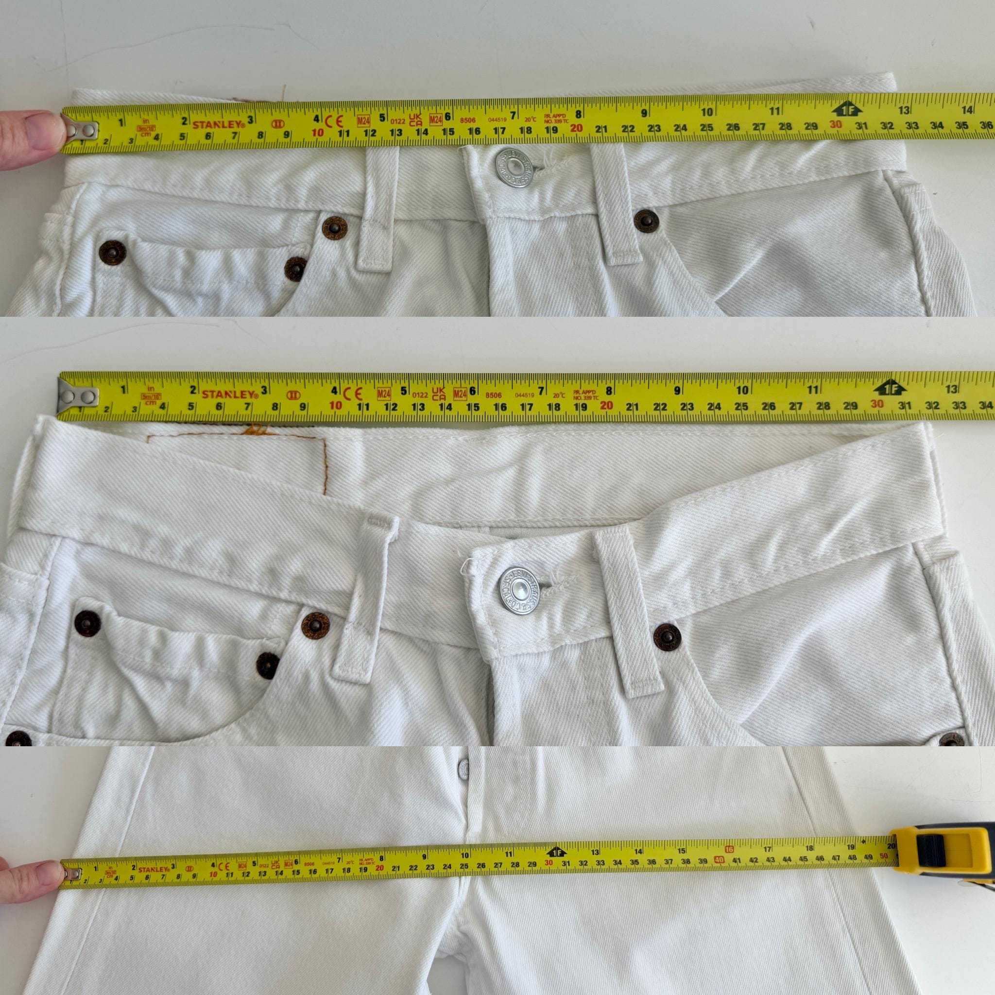 W25 L31 Levis 501 vintage 24-25” measured waist off white made in UK 90s hol