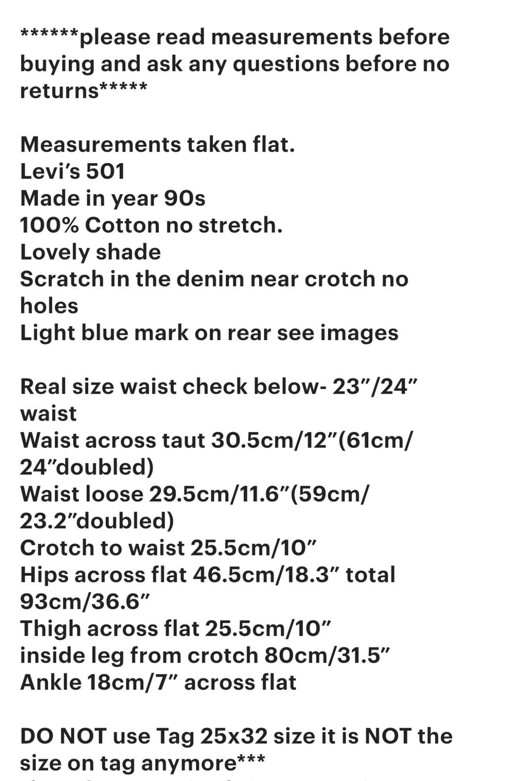 Levis 501 vintage w24 L31 medium blue  501s 90s straight leg jeans 501 23”/24” waist (januk)