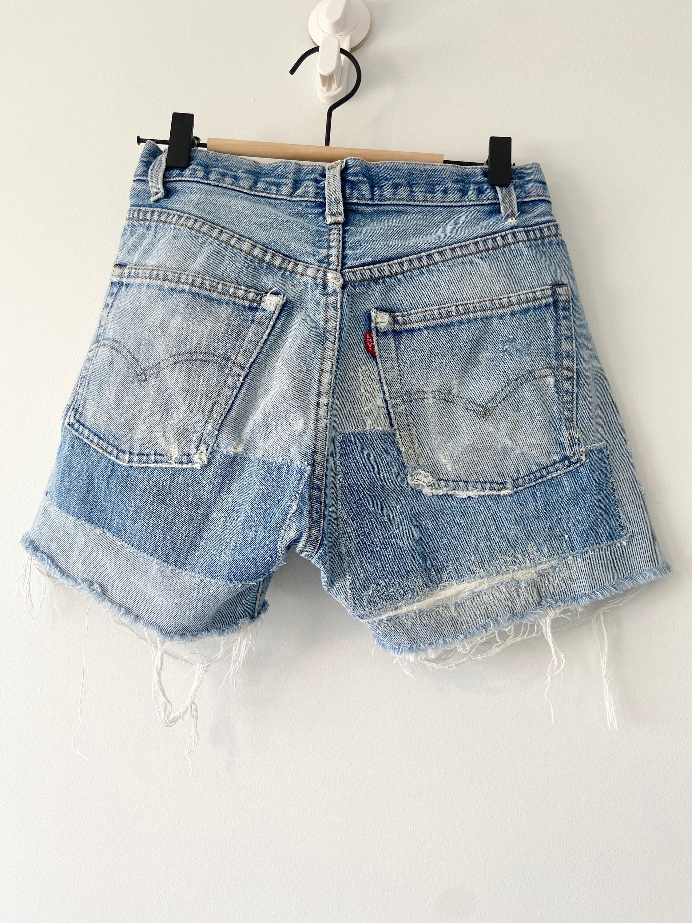 w26 Vintage Levi’s 501 shorts 70s/80s patch work distressed