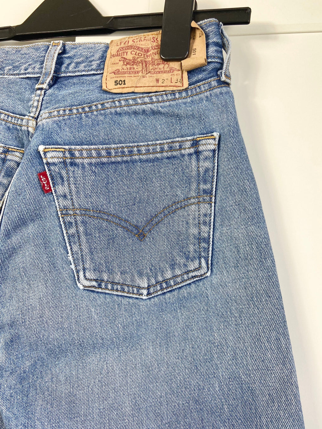 Levis 501 jeans w25 L32 raw blue faded denim faded blue 501 vintage 501s