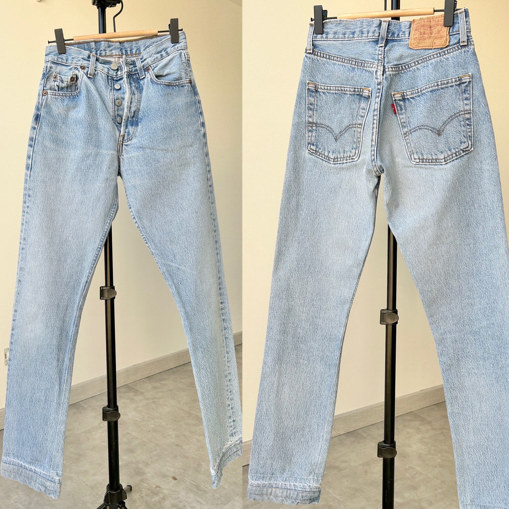 w24 L31 Levis 501 jeans blue faded denim 80s stonewash blue faded blue 501