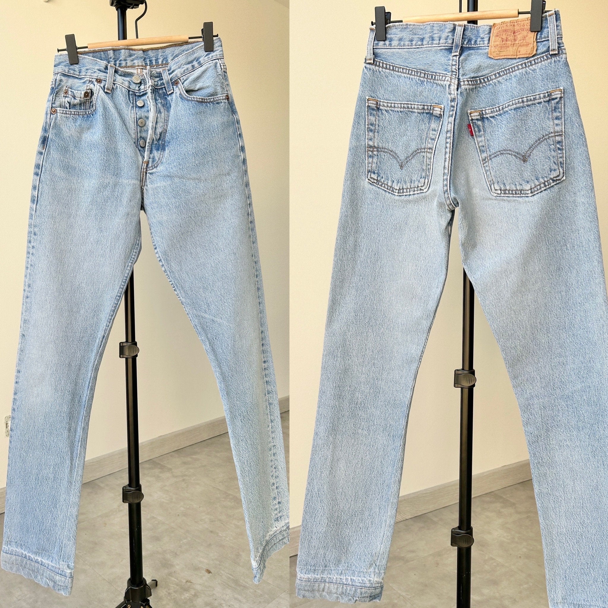 w24 L31 Levis 501 jeans blue faded denim 80s stonewash blue faded blue 501