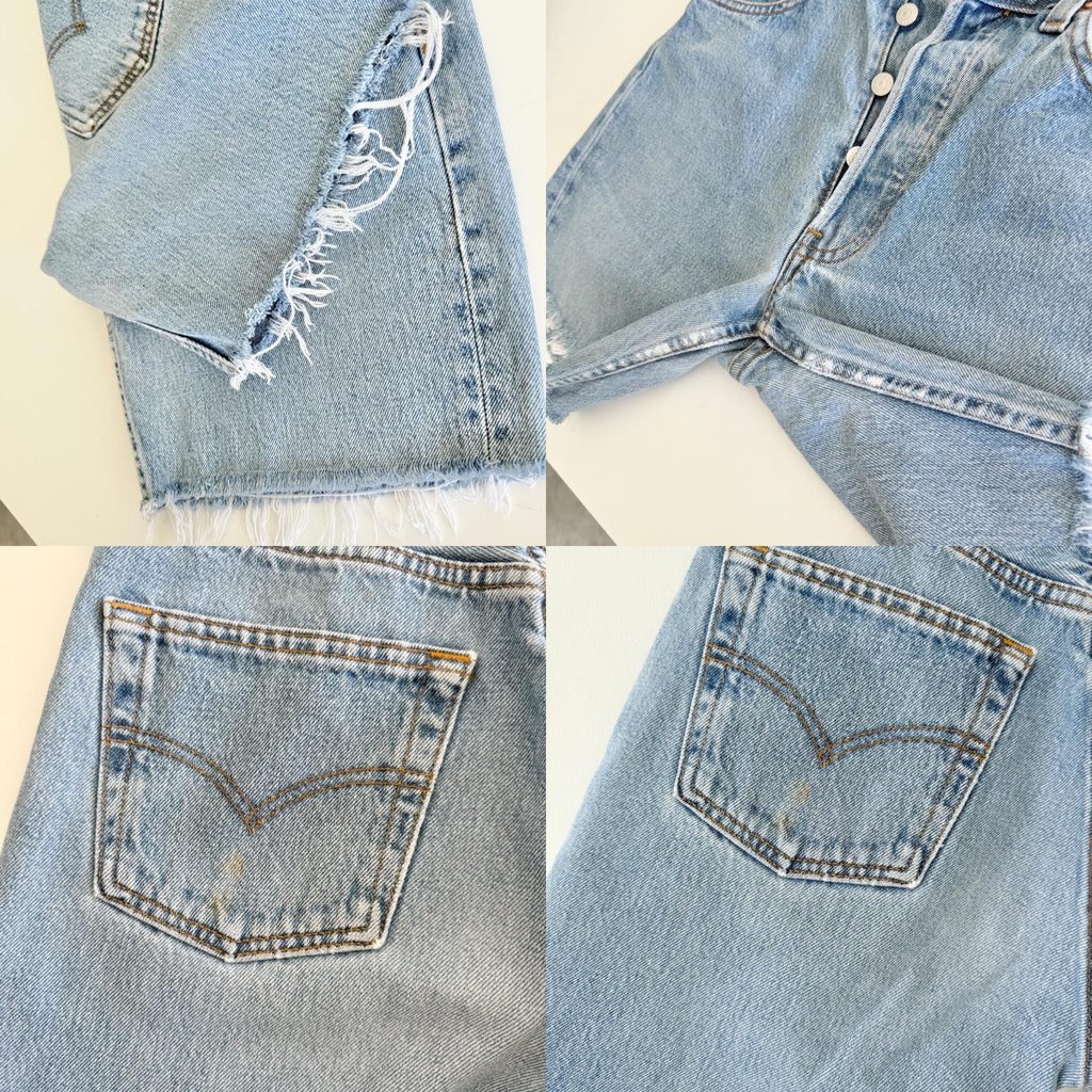 w27 Levis 501 vintage shorts 26-27” waist light blue 501s made in 90s cut shorts (mayuk)