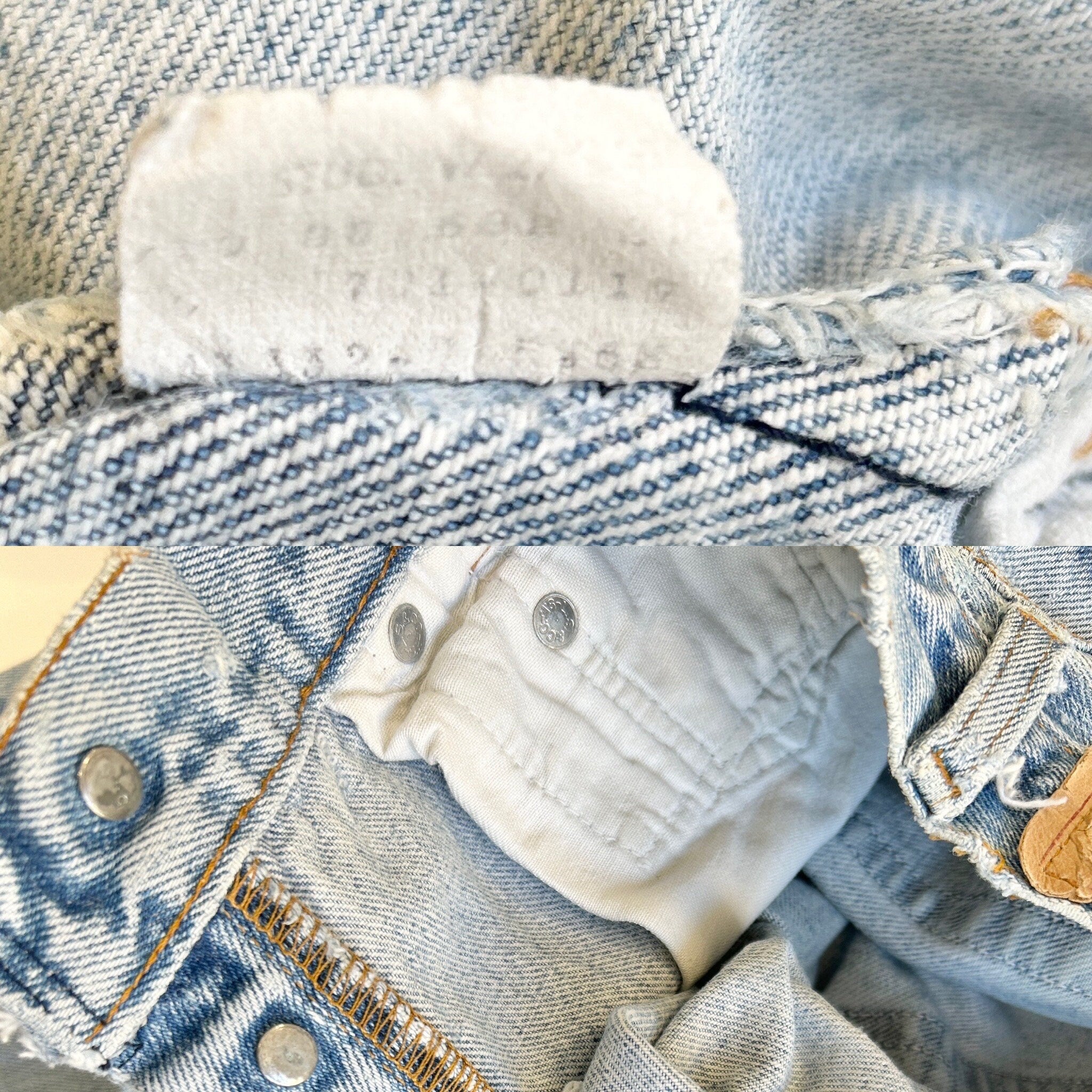 w23 L28 Levis 701 jeans light stonewash blue Levi’s 701 vintage light blue worn vintage Levi’s 80s made in USA