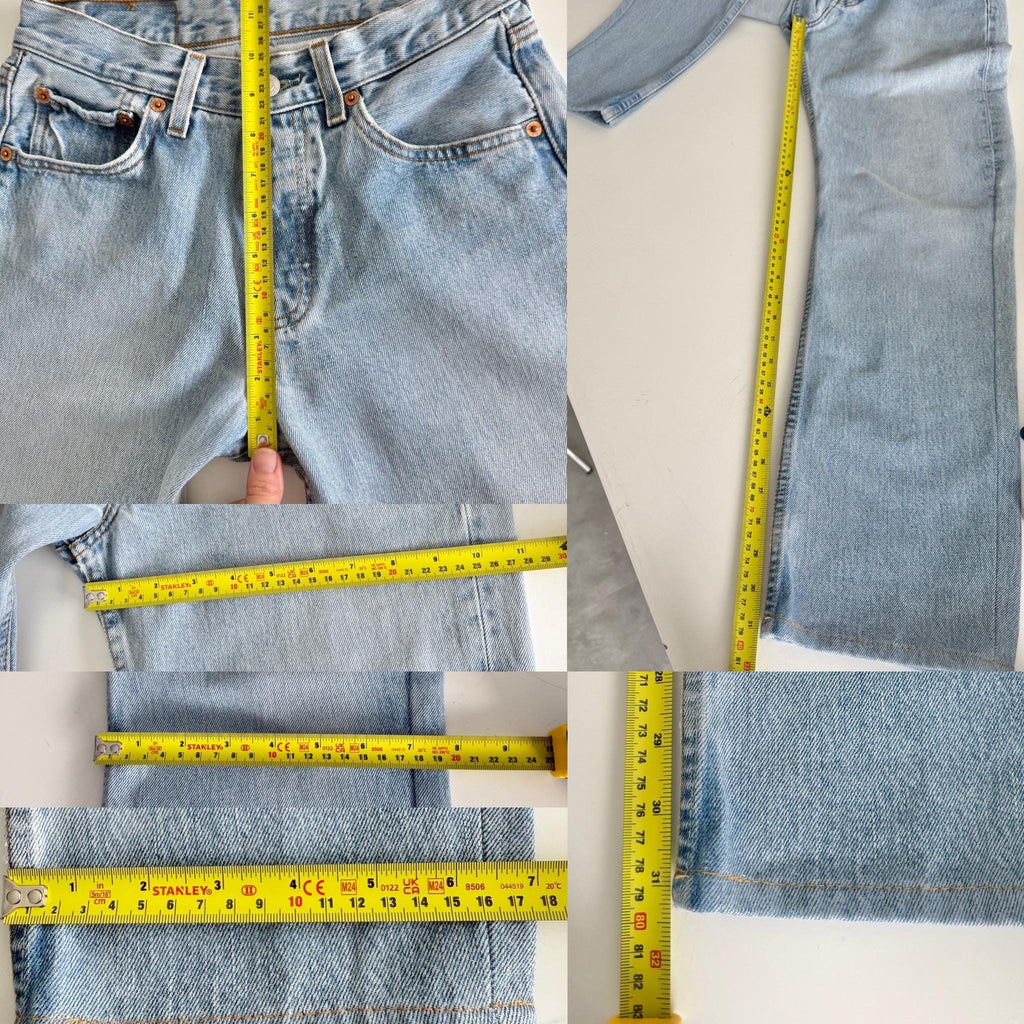 W25 L31 Levis 501 vintage 24-25” measured waist light blue faded made in late y2k redone
