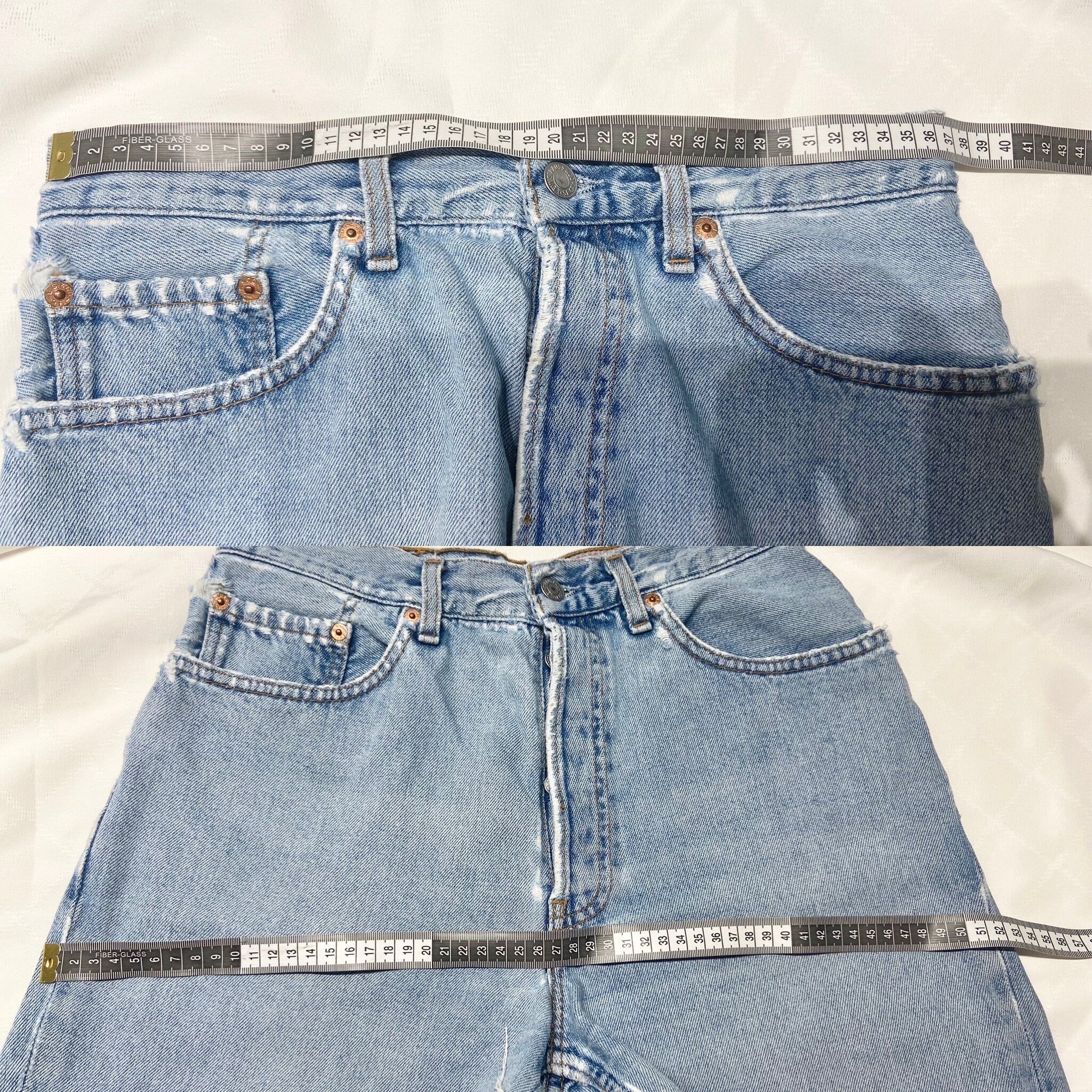 w29 Vintage Levi’s 901 button shorts light blue wash   Made in France 1995