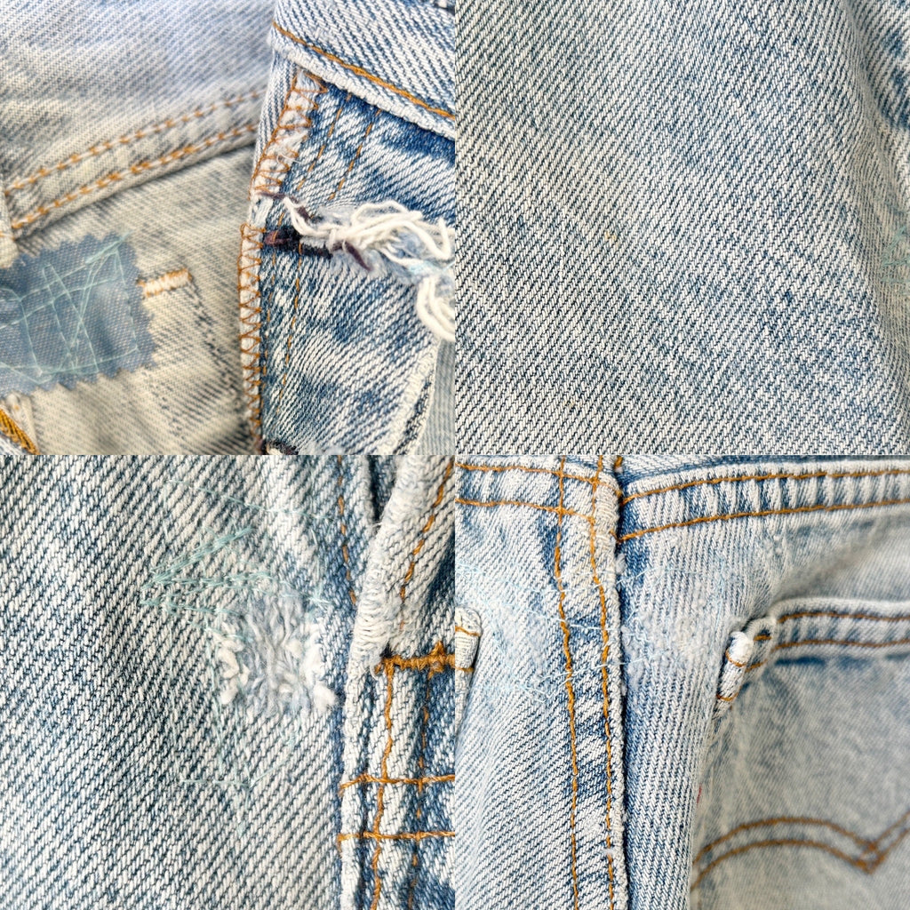 w23 L28 Levis 701 jeans light stonewash blue Levi’s 701 vintage light blue worn vintage Levi’s 80s made in USA