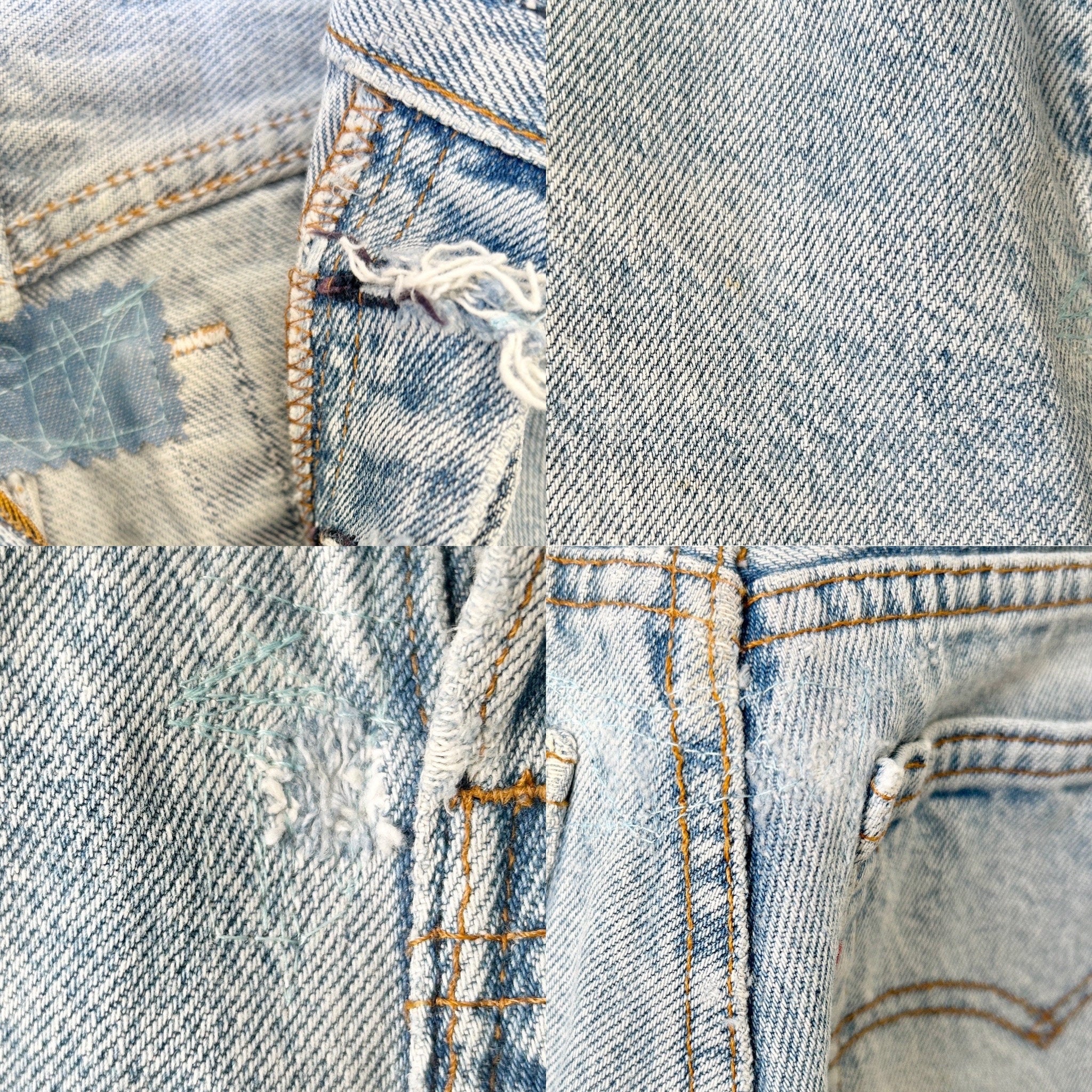 w23 L28 Levis 701 jeans light stonewash blue Levi’s 701 vintage light blue worn vintage Levi’s 80s made in USA