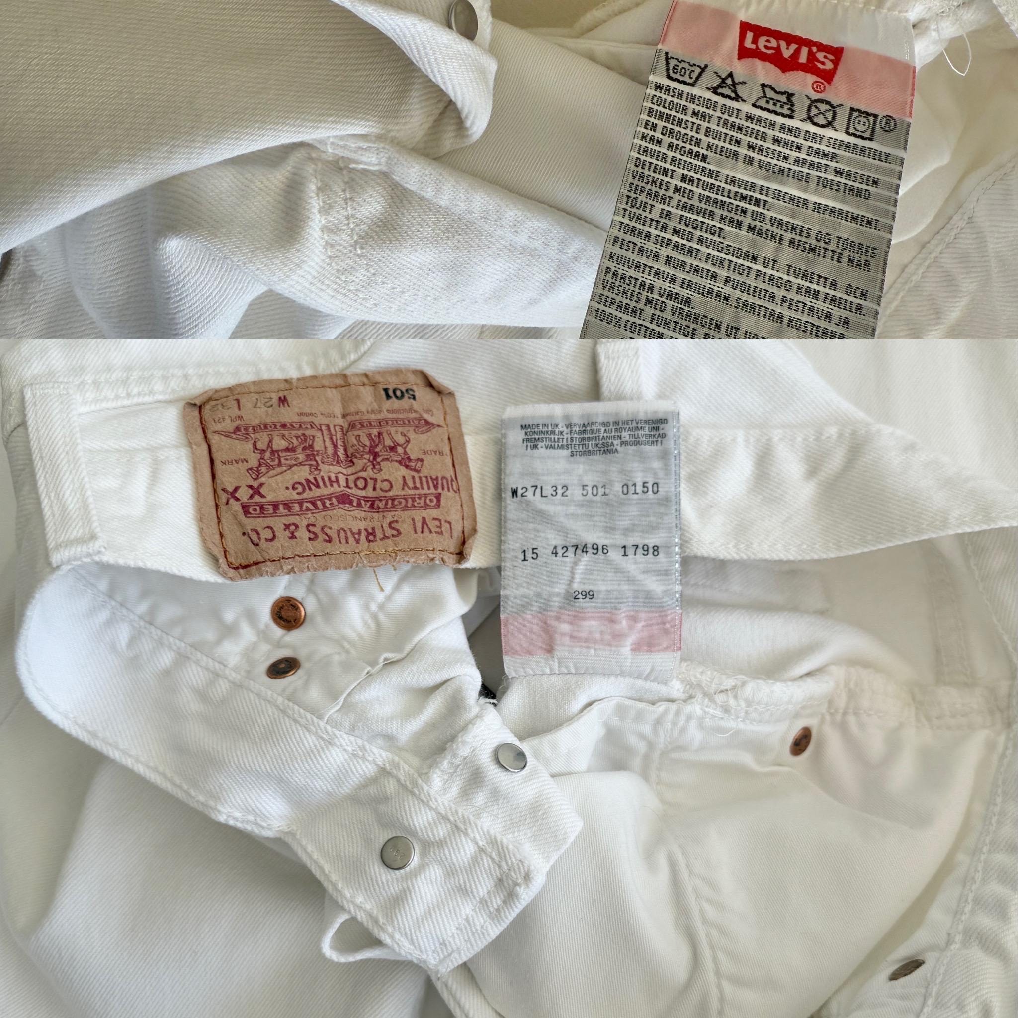 W25 L31 Levis 501 vintage 24-25” measured waist off white made in UK 90s hol