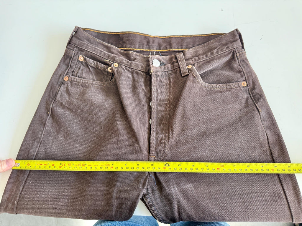 W28 L26.5 vintage Levis 501 27-28” measured brown made in USA 90s