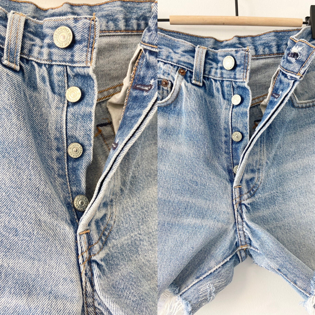 w26 Vintage Levi’s 501 shorts 70s/80s patch work distressed