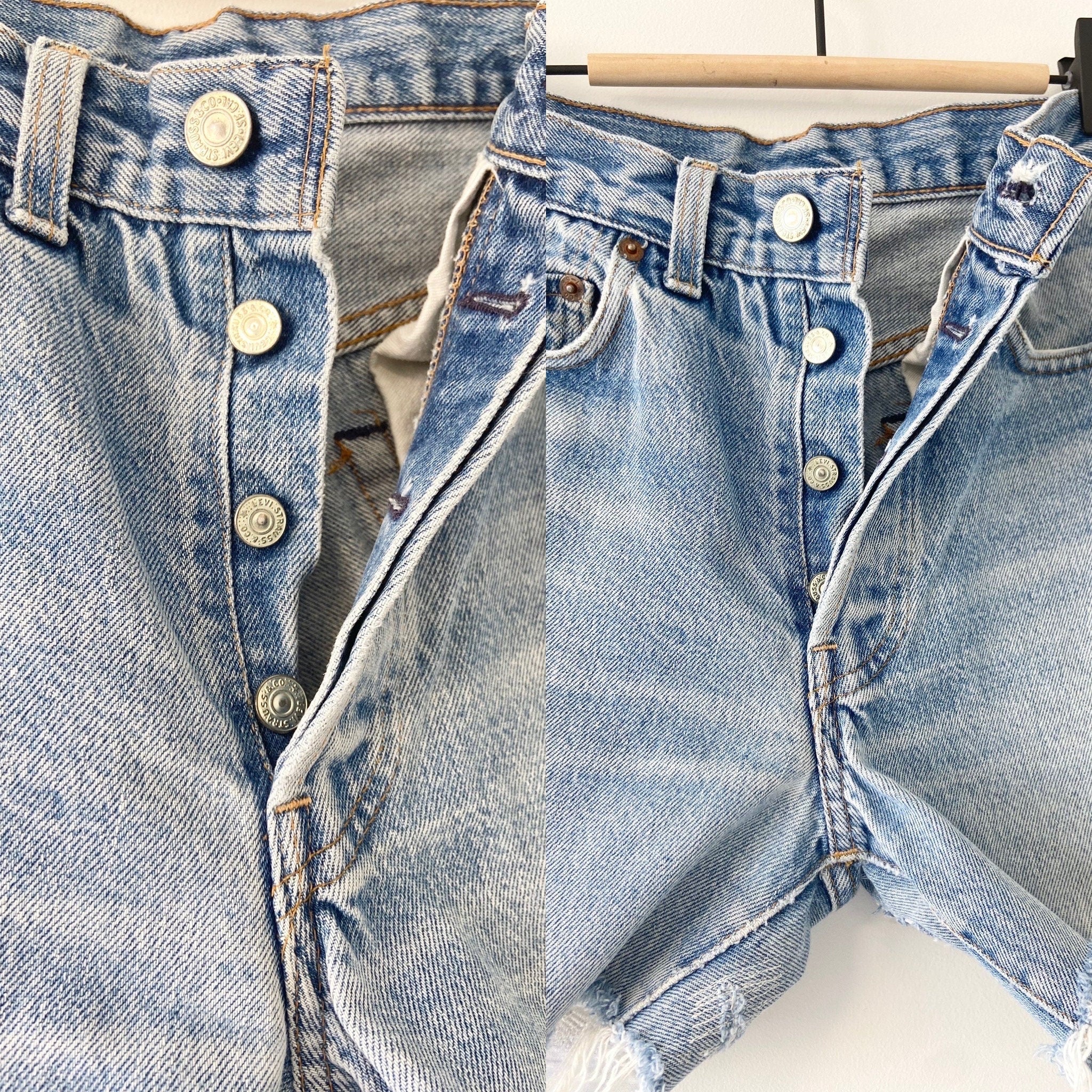 w26 Vintage Levi’s 501 shorts 70s/80s patch work distressed