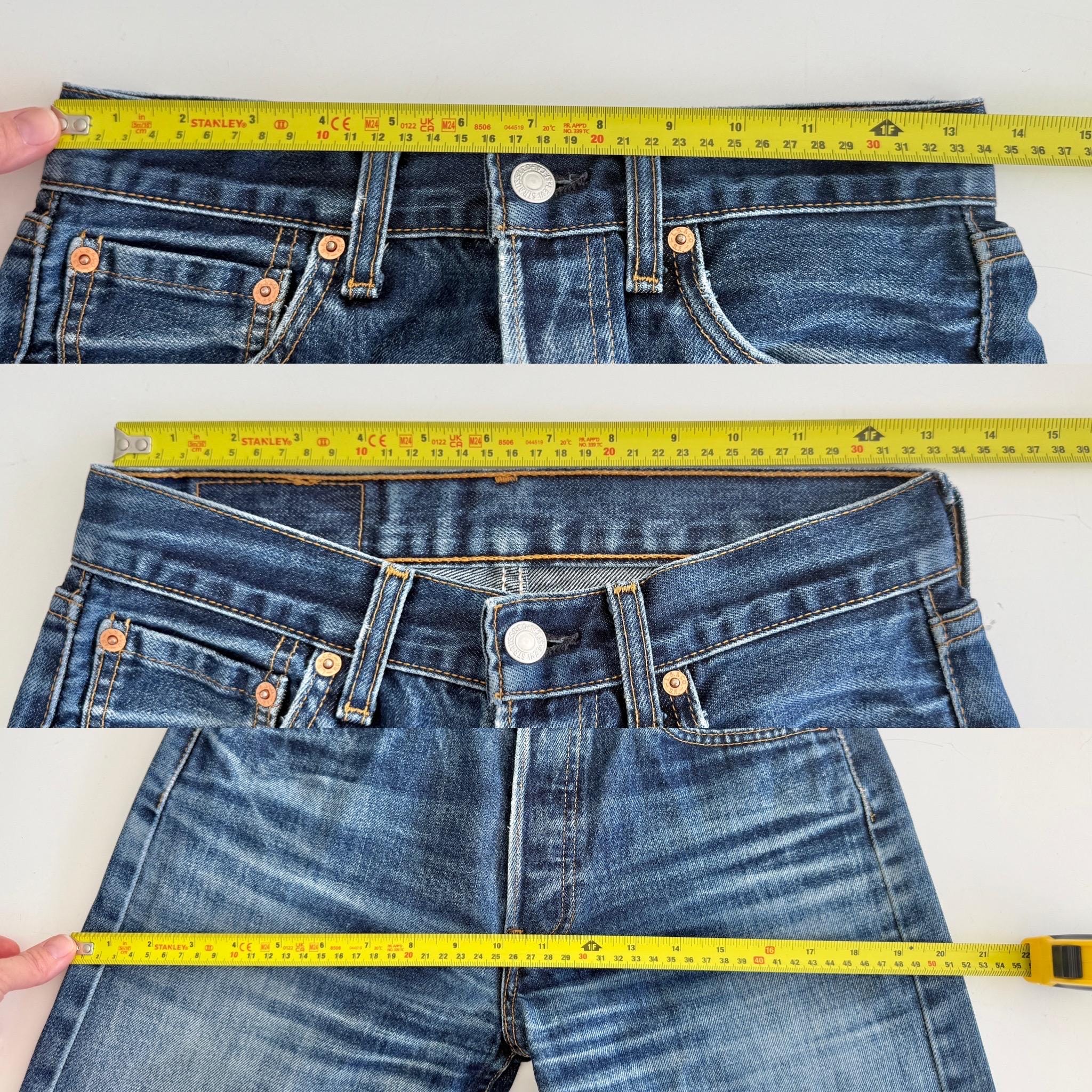 W26 L32 Levis 501 vintage 25-26” measured waist dark blue whiskers faded made in y2k