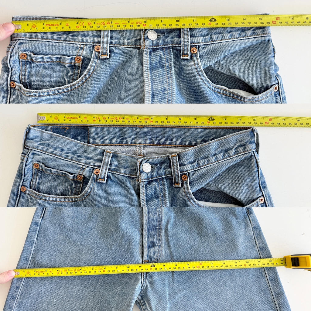 w30 L29 Levis 501 vintage 29-30” waistmedium blue 501s made in Canada for women 90s straight leg jeans 501