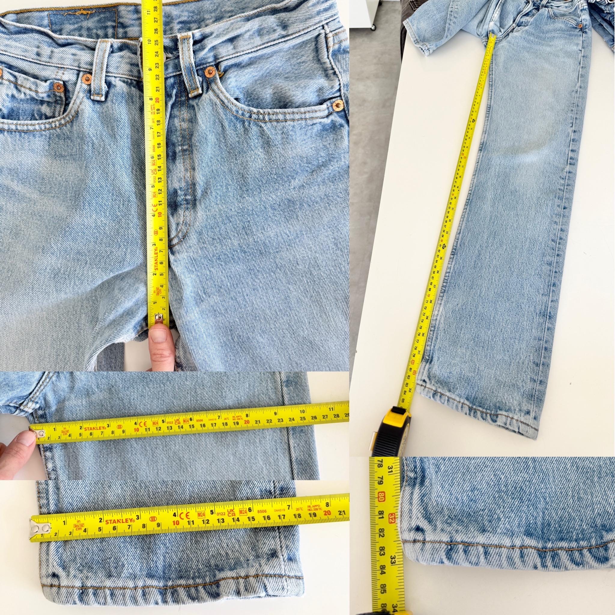 W25 L32 Levis 501 vintage 24-25” waist medium light blue 501s made in France 90s