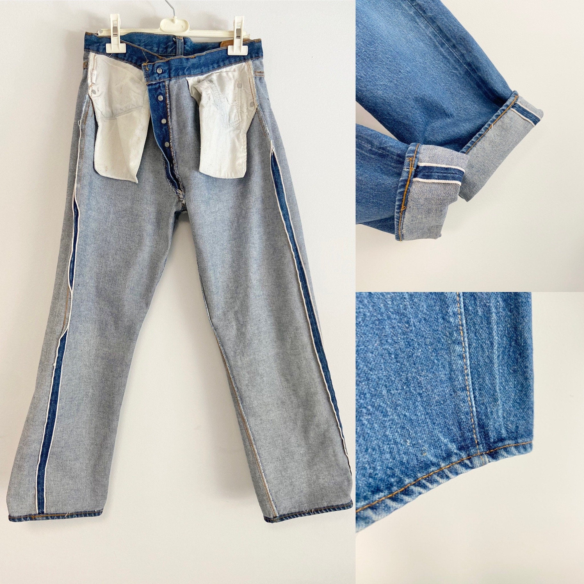 w32 L27 Vintage Levi’s 501 Red line Selvedge Made in USA raw blue 70/80