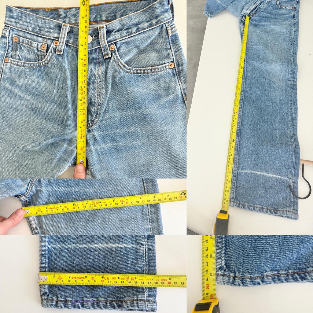 w25 L31 Levis 501 24-25” waist vintage medium blue faded blue 501s  straight leg jeans