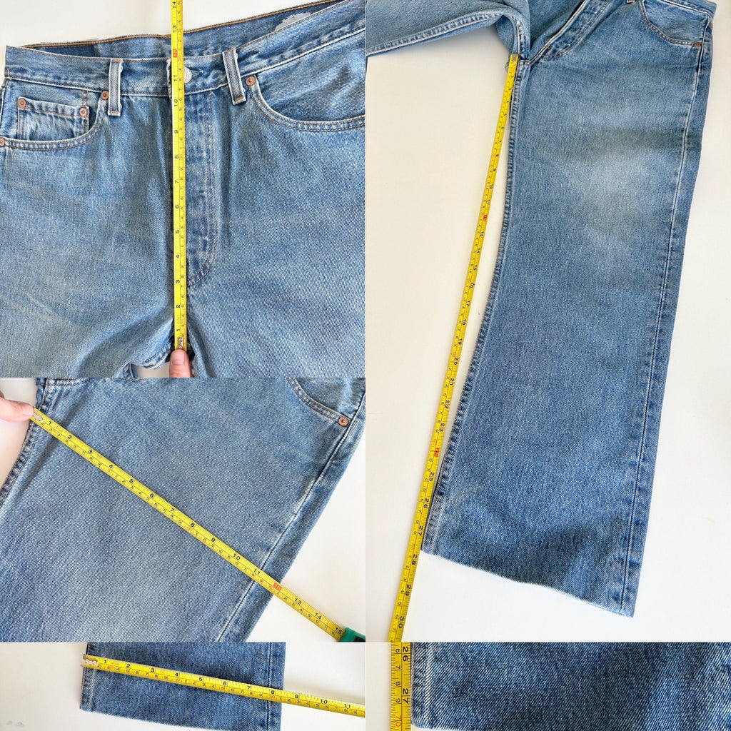 W32 L27 Levis 501 vintage faded blue denim made in 90s straight leg 501 vintage USA