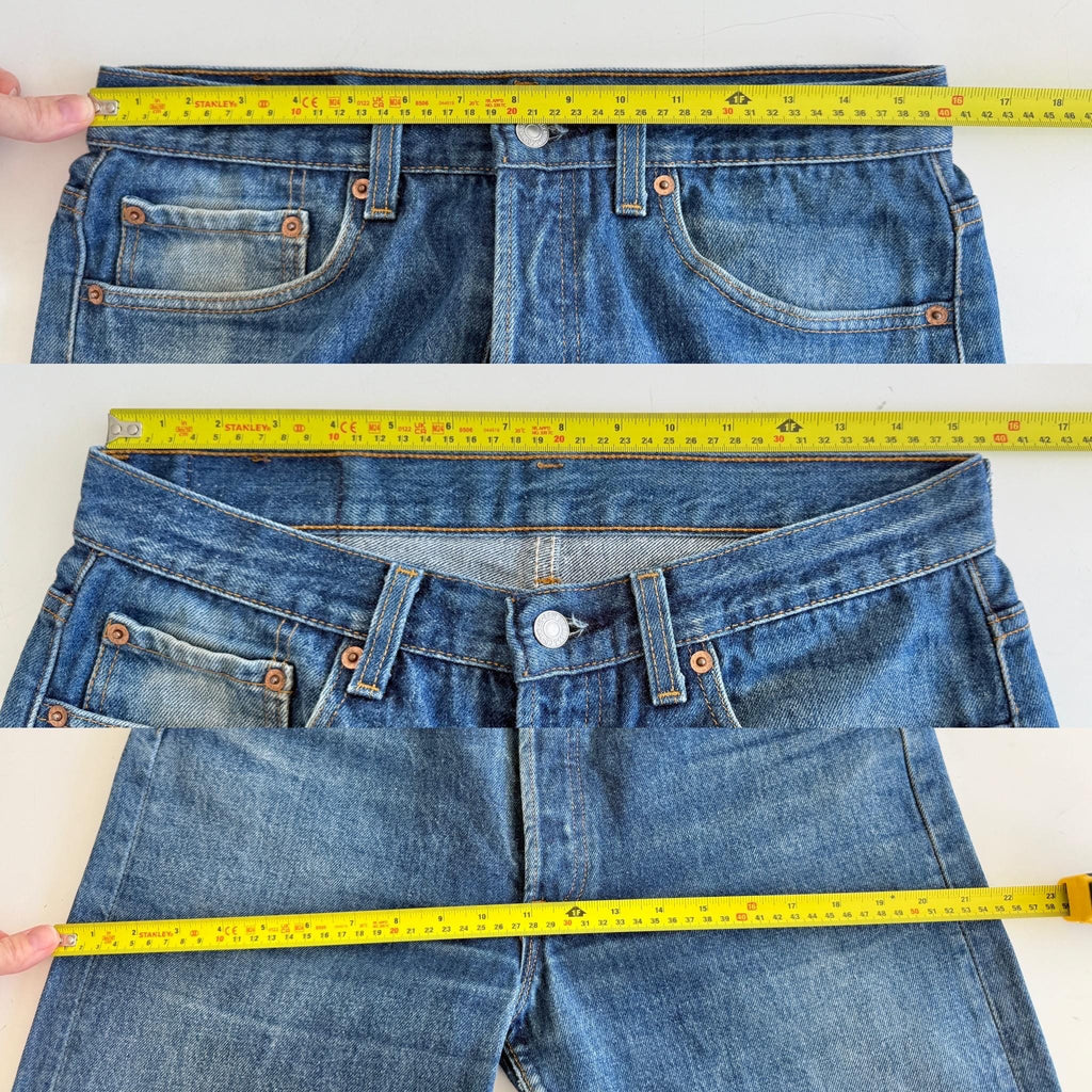 W31 L30 Levis 501 vintage 30-31” measured waist dark blue made in USA 90s