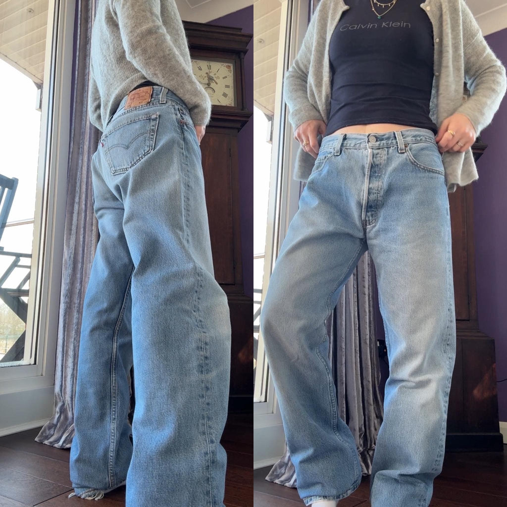 Levis 501 vintage w32 L35 light faded blue 501s made in USA  90s straight leg jeans 501 32” waist