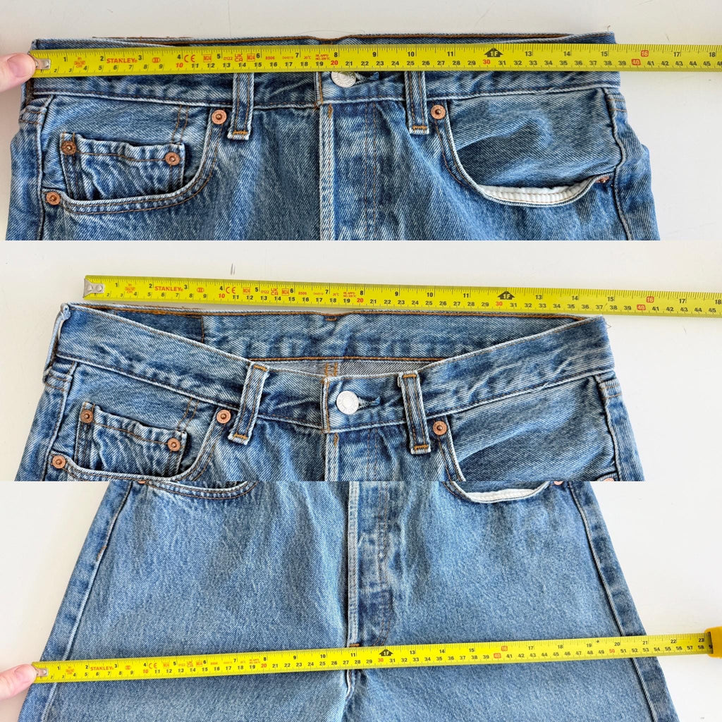 w30 L33 Levis 501 vintage 29-30” waistmedium blue 501s made in Spain 90s straight leg jeans 501
