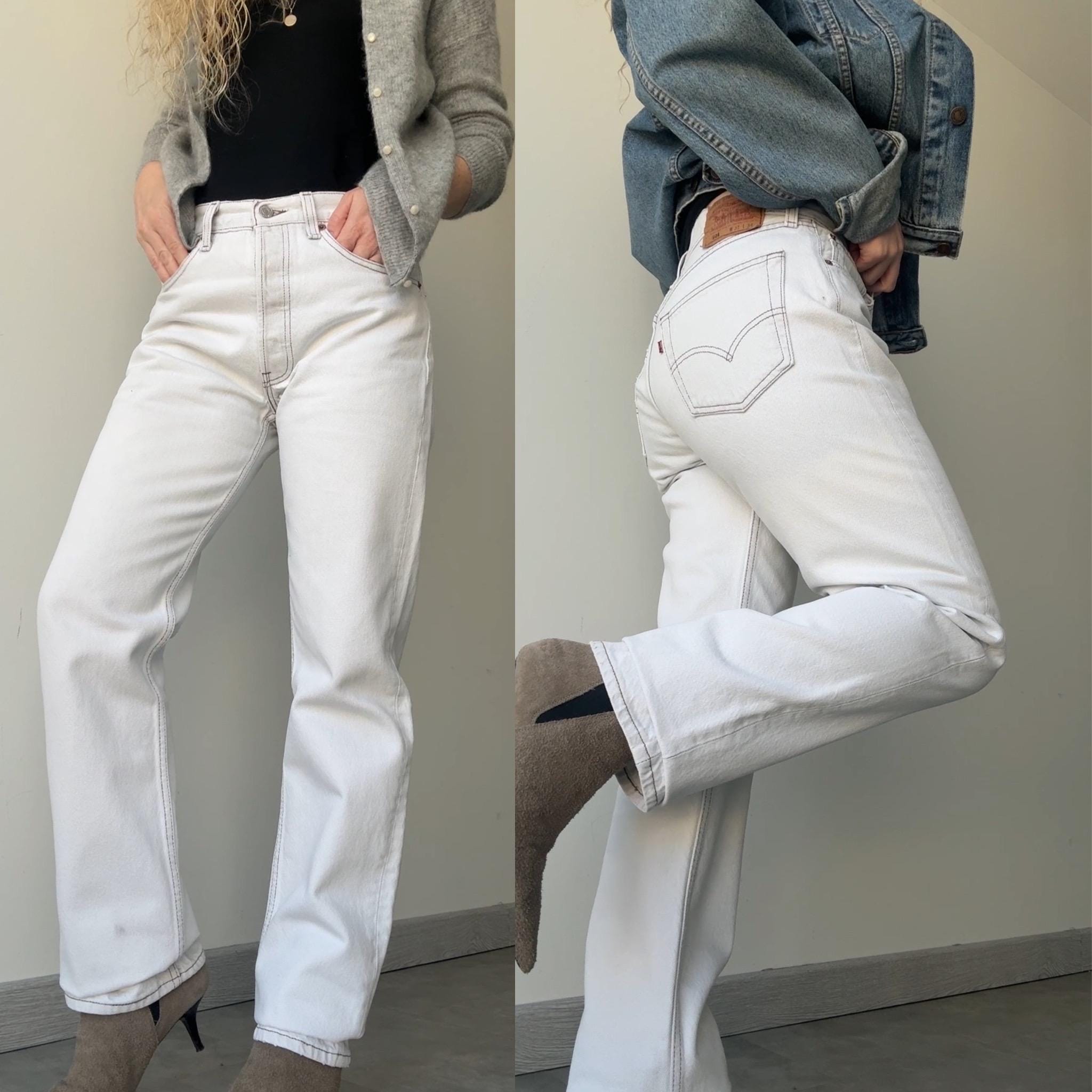 w30 L33 Levis 501 29-30” waist vintage beige 501s  made in USA 90s straight leg jeans 501