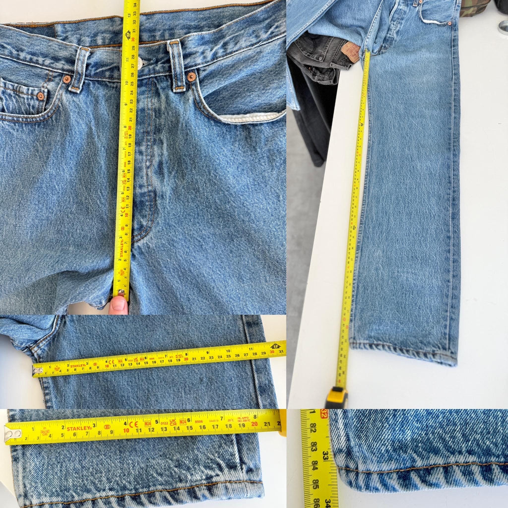 w30 L33 Levis 501 vintage 29-30” waistmedium blue 501s made in Spain 90s straight leg jeans 501