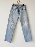 W31 L29 Levis 501 vintage 30-31” waist light faded blue distressed 501s made in Canada 90s