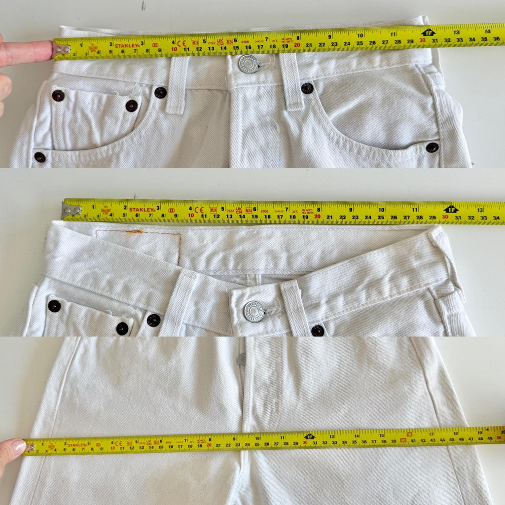 W23 L31 Levis 501 vintage 22-23” measured waist white made in USA 90s denim