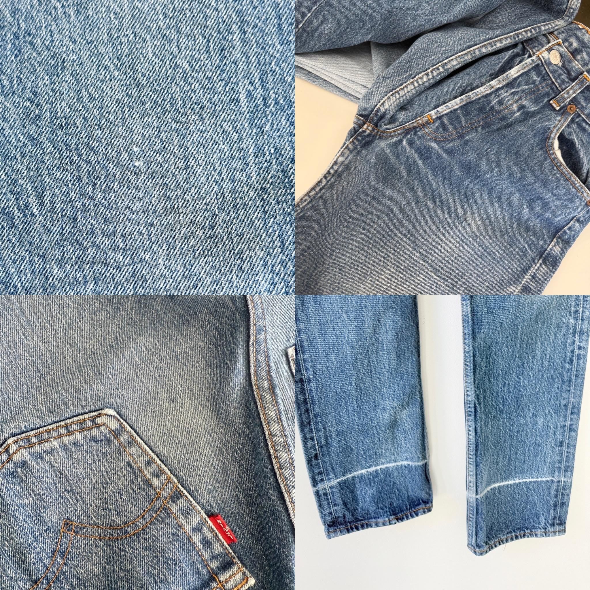 w27 L32 Levis 501 vintage 26-27” waist raw blue faded 501s made in France 80s straight leg jeans 501