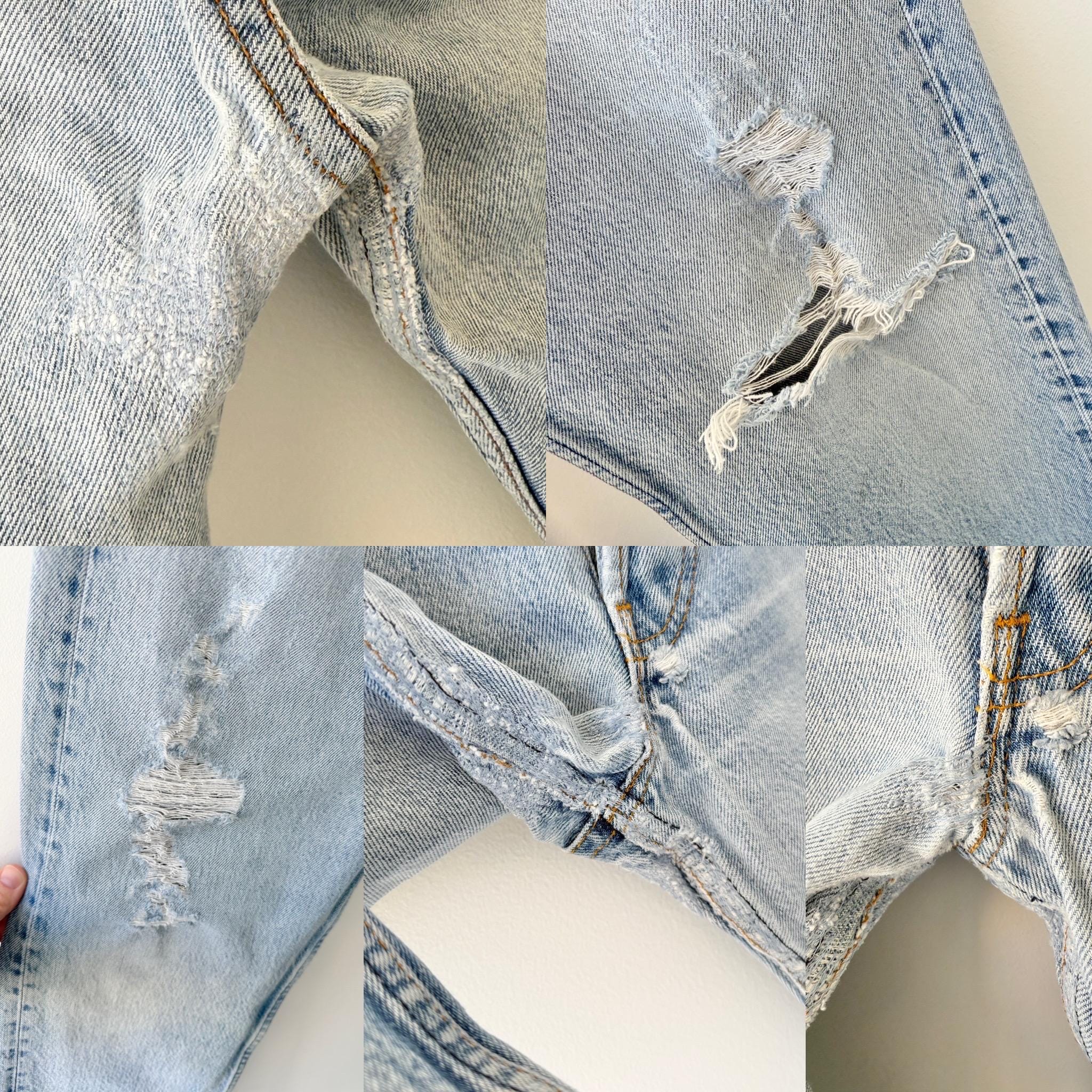 Held *** W29 L30 Levis 501 vintage faded light blue 501s made in USA 80s straight leg jeans 501 29-30” waist (mayuk)