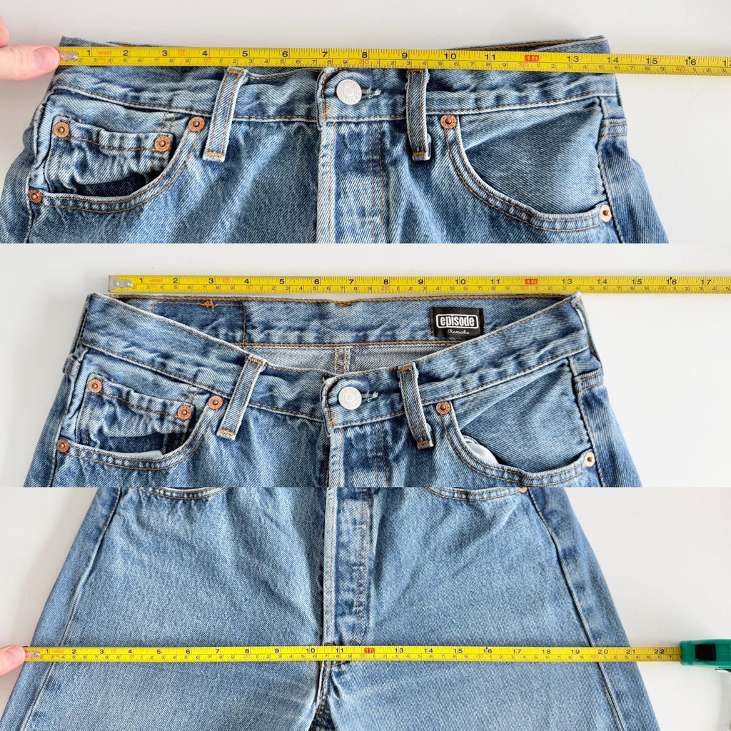 Levis 501s  vintage w26/27 L27 medium blue 501s made in the U.K.  straight leg jeans 501 26”/27” waist