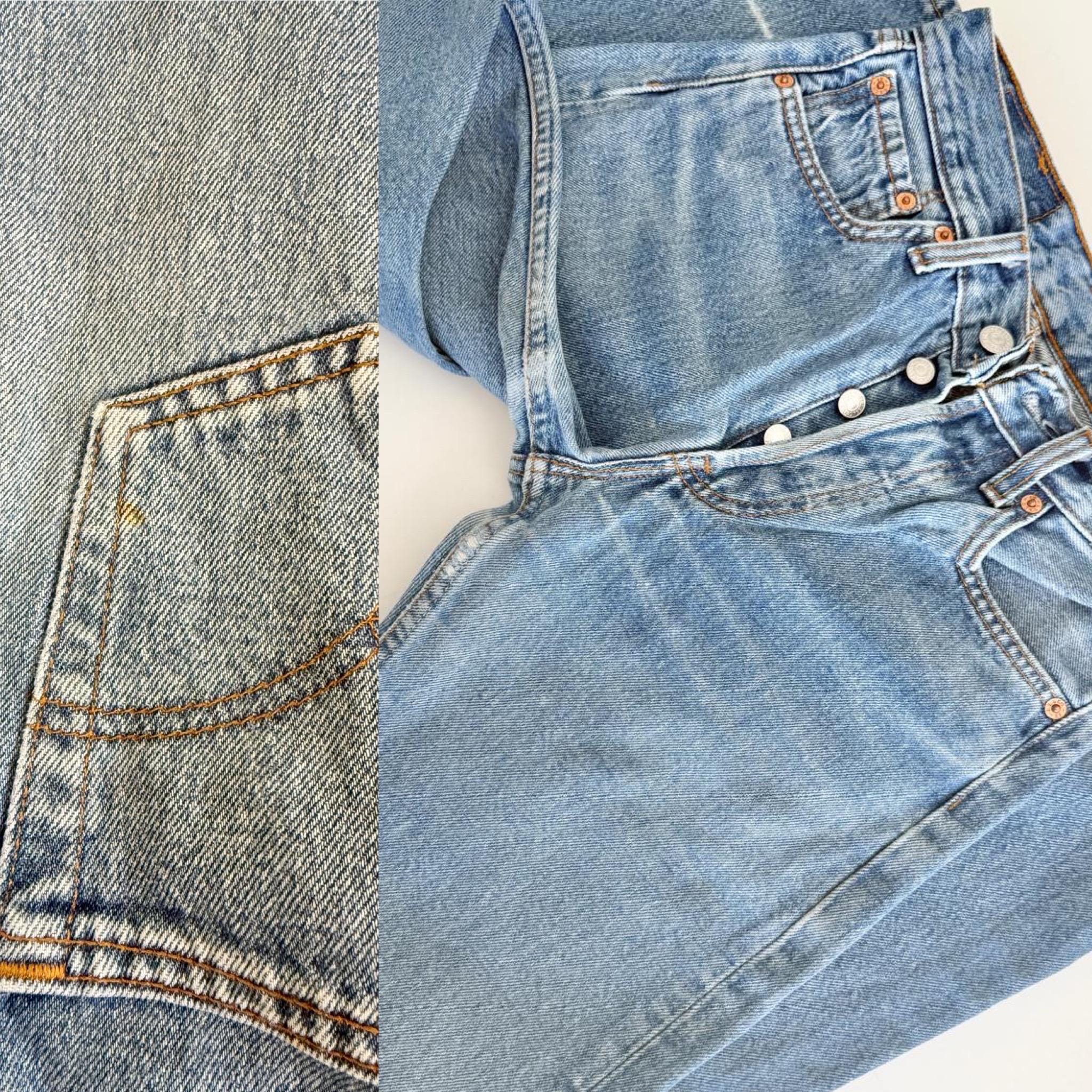 w25 L31 Levis 501 24-25” waist vintage medium blue faded blue 501s  straight leg jeans