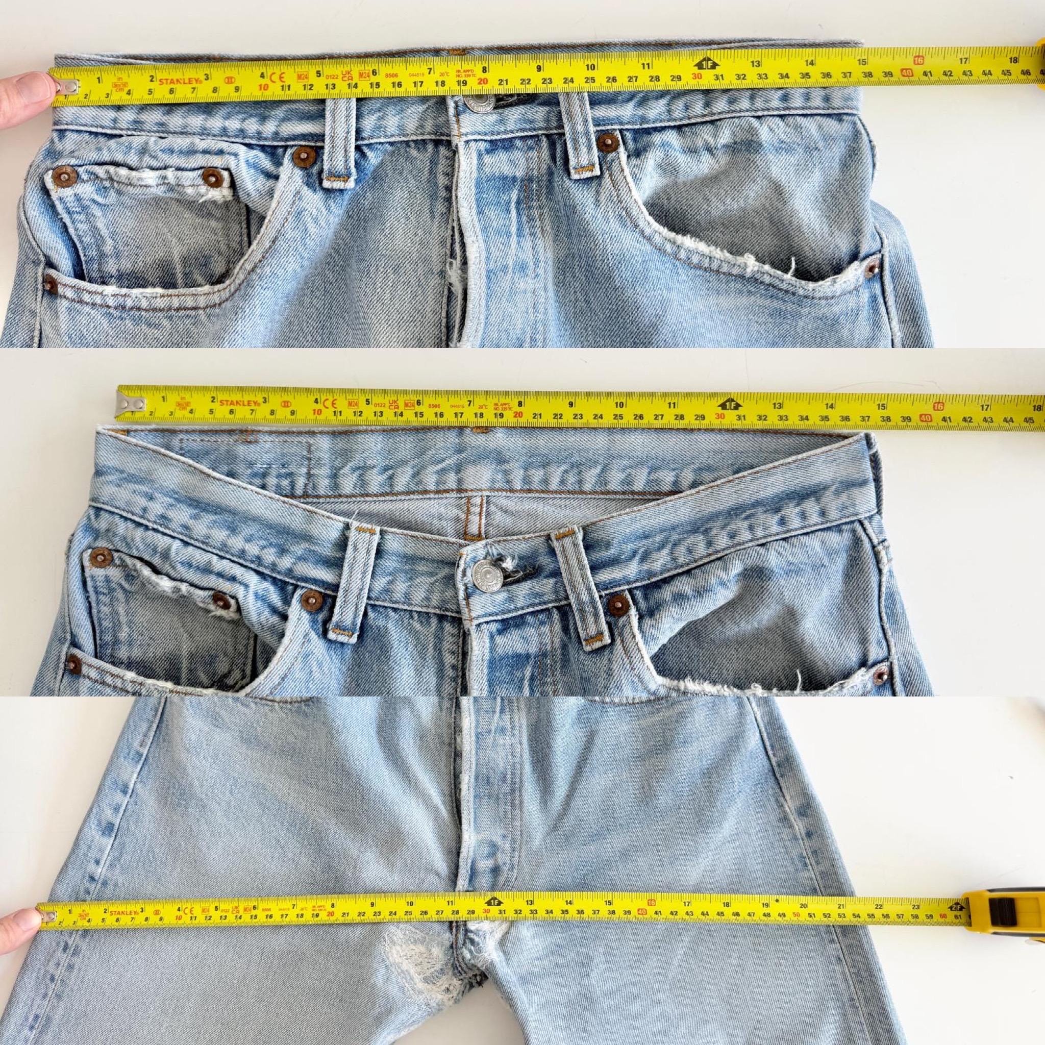 W29 L29 Levis 501 selvedge vintage 28-29” measured waist light blue faded blue made in 80s USA