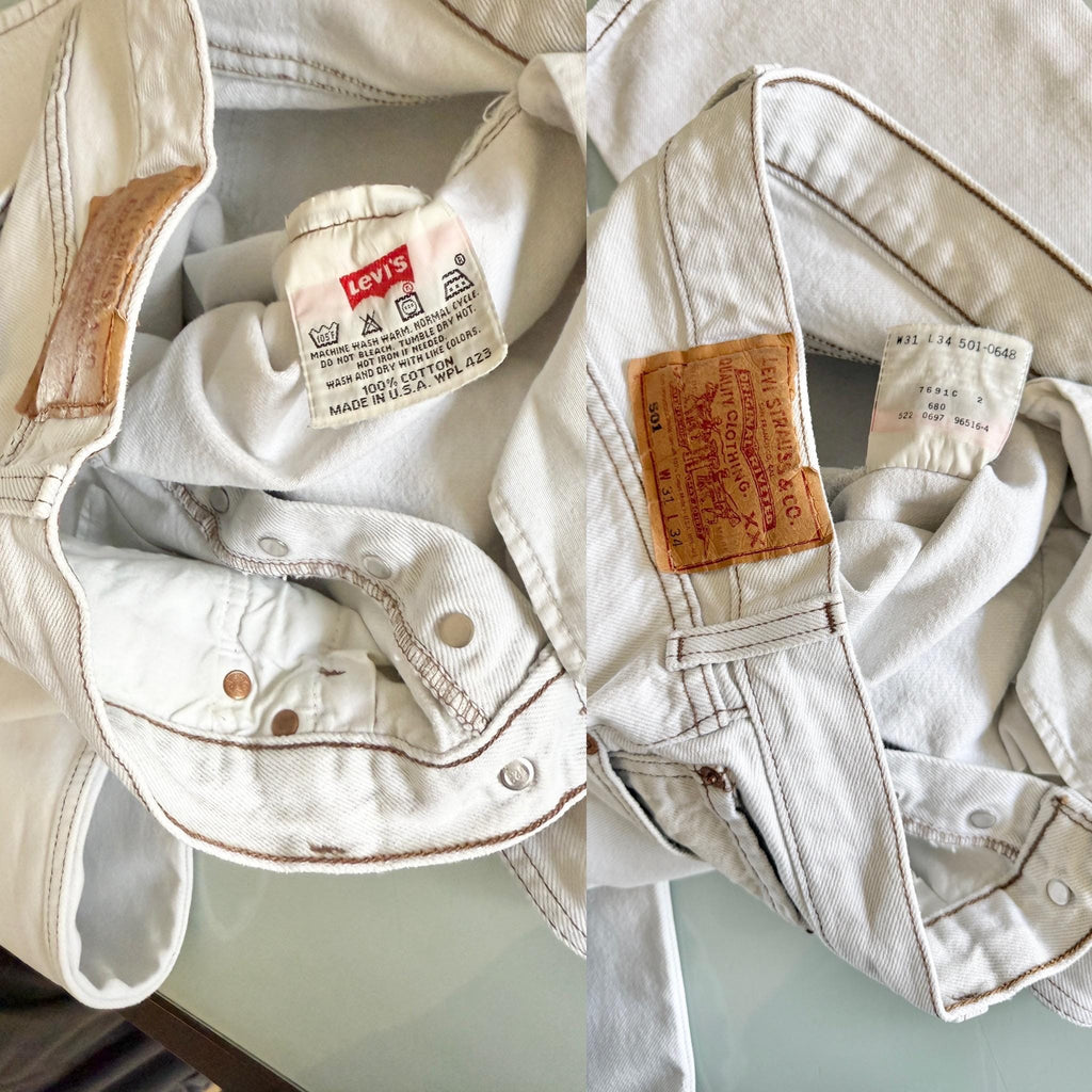 w30 L33 Levis 501 29-30” waist vintage beige 501s  made in USA 90s straight leg jeans 501