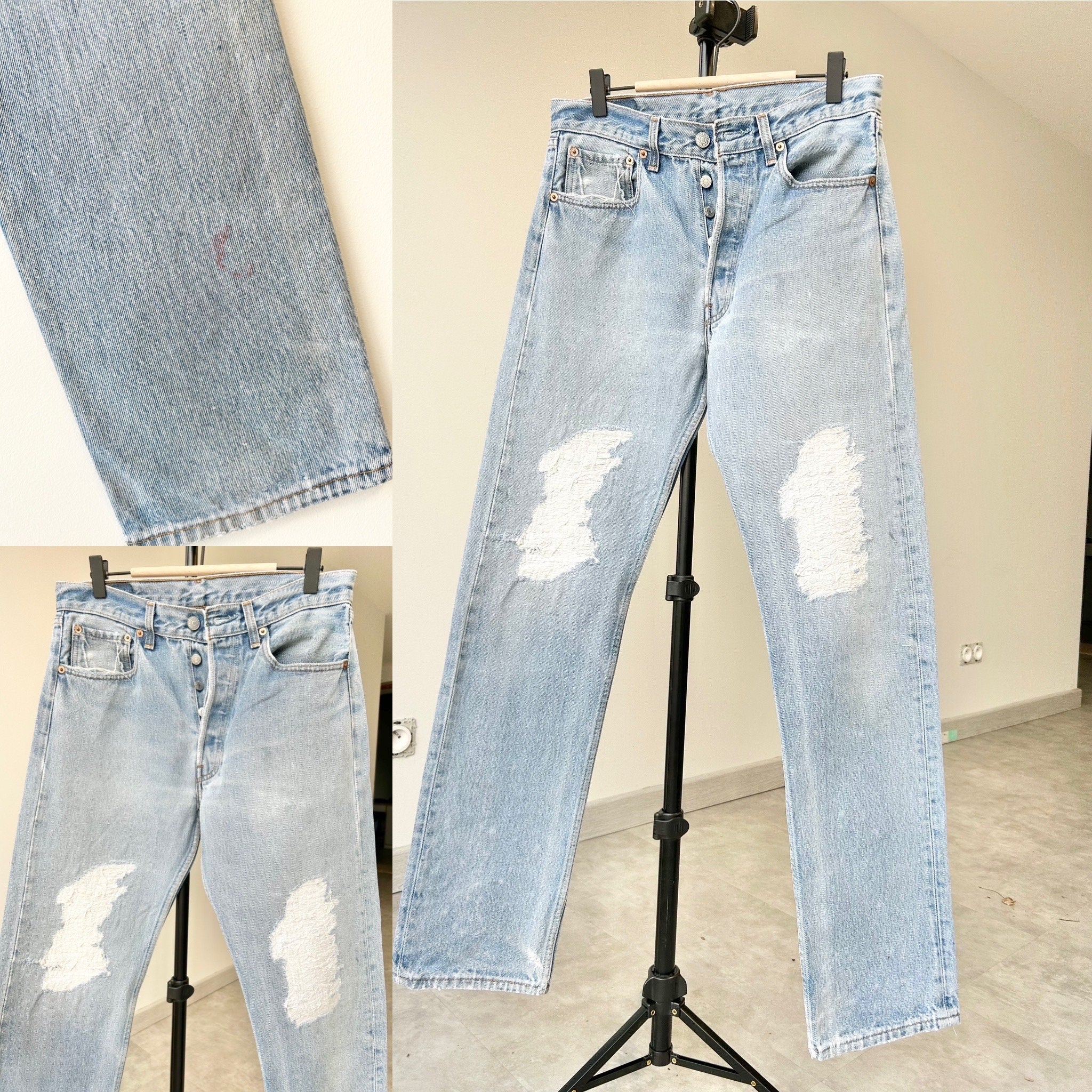 Levis 501 jeans w30 L32 501xx vintage denim stone wash blue faded denim 90s faded blue wash 501 vintage