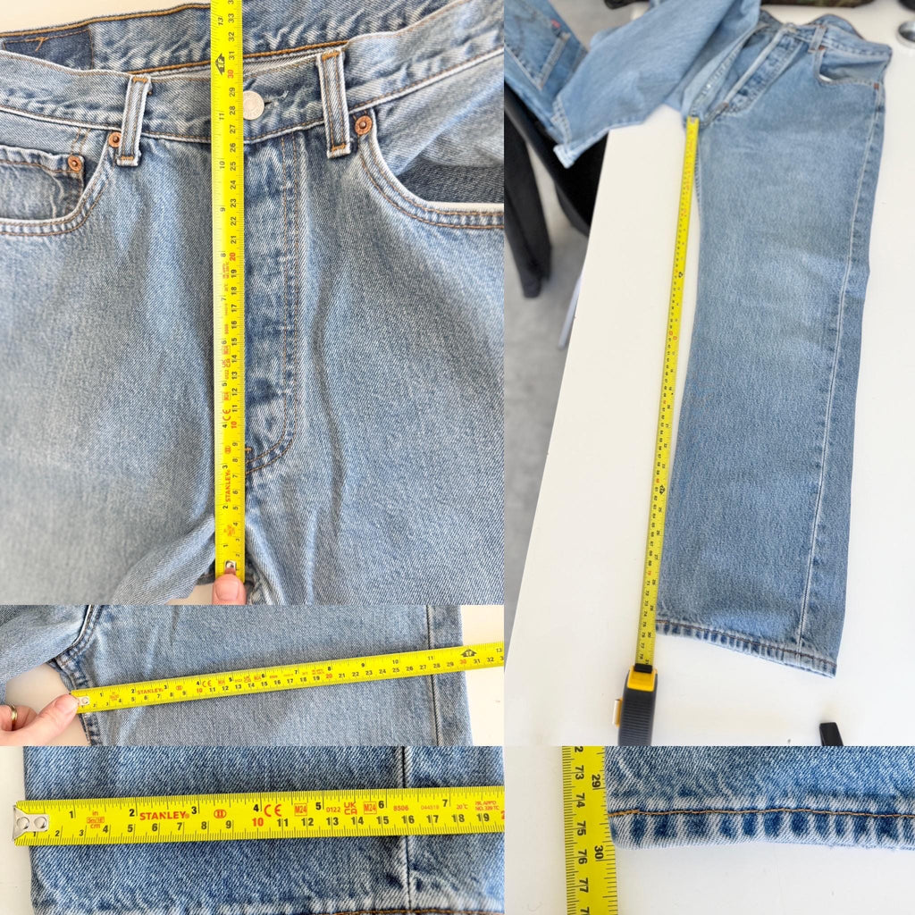 w30 L29 Levis 501 vintage 29-30” waistmedium blue 501s made in Canada for women 90s straight leg jeans 501