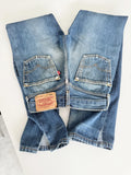 soft Levis 501s  vintage w22/23 L31 dark faded blue 501s made in U.K. 90s straight leg jeans 501 22”/23” waist (mayuk)