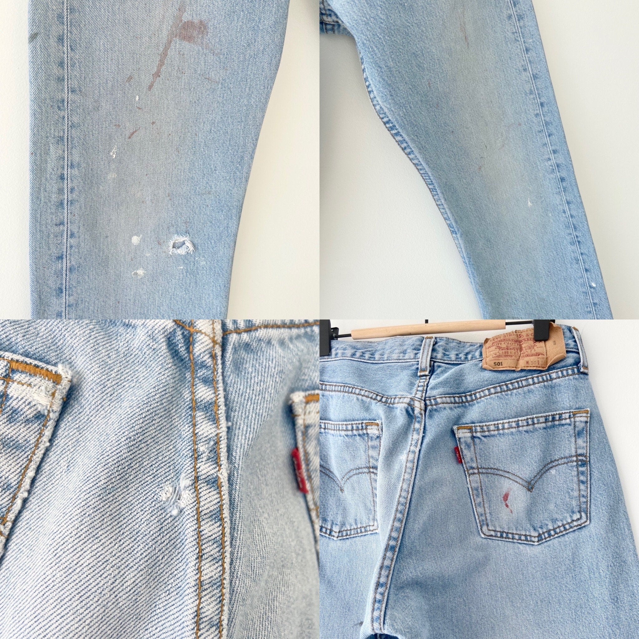 Vintage Levi’s 501 w29 L33 made in 1998  stone Wash paint distressed faded vintage 501s