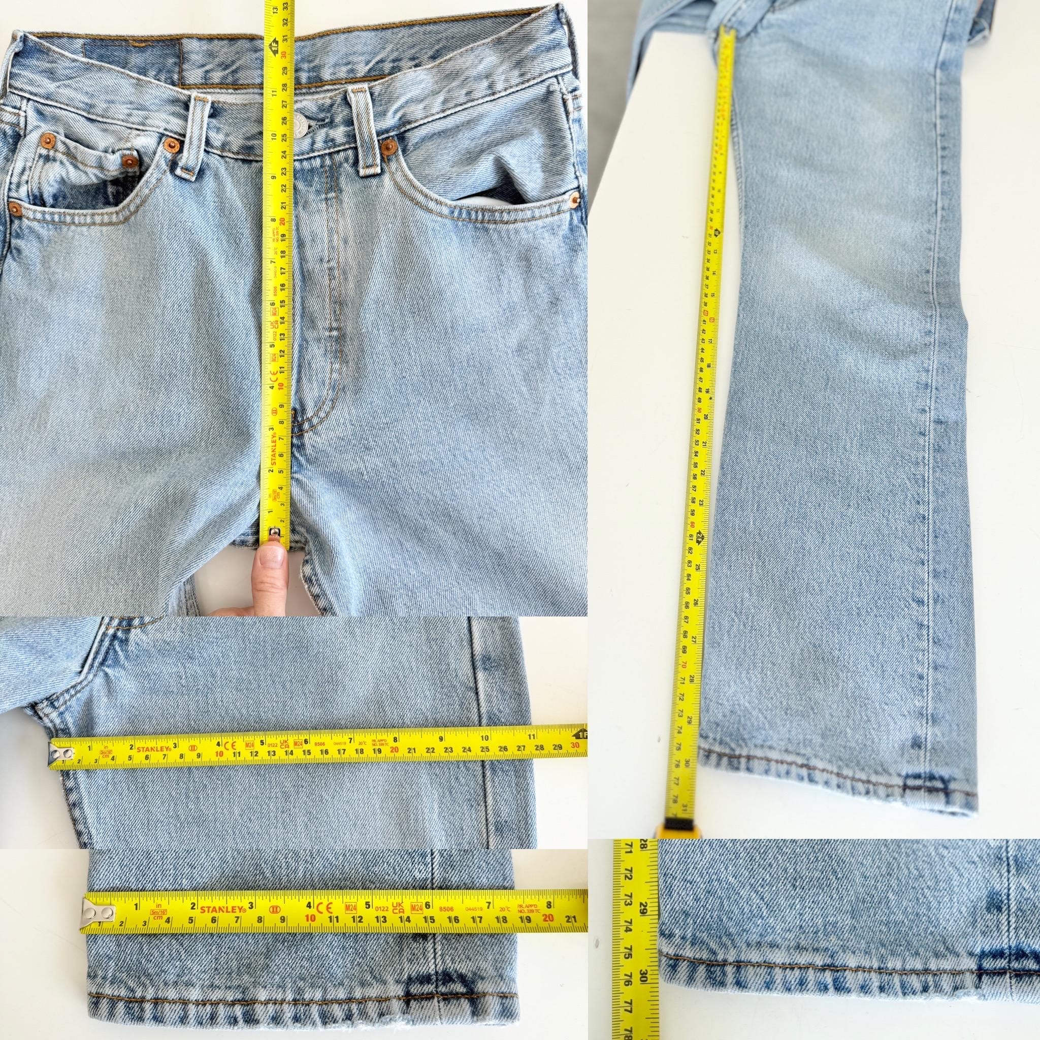 W27 L29 Levis 501 vintage 26-27” measured waist light faded blue 501s made in France 90s