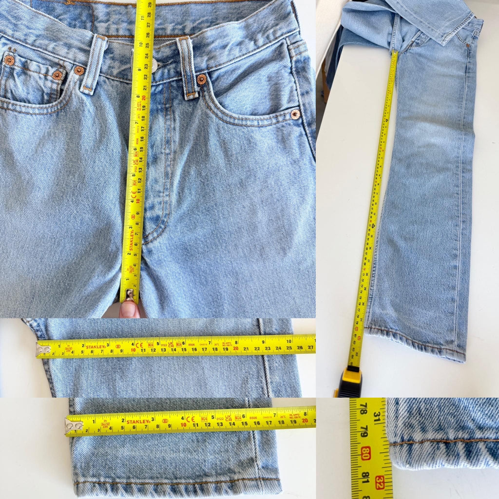 W24 L31 Levis 501 vintage 23-24” measured waist light blue made in turkey  90s hol