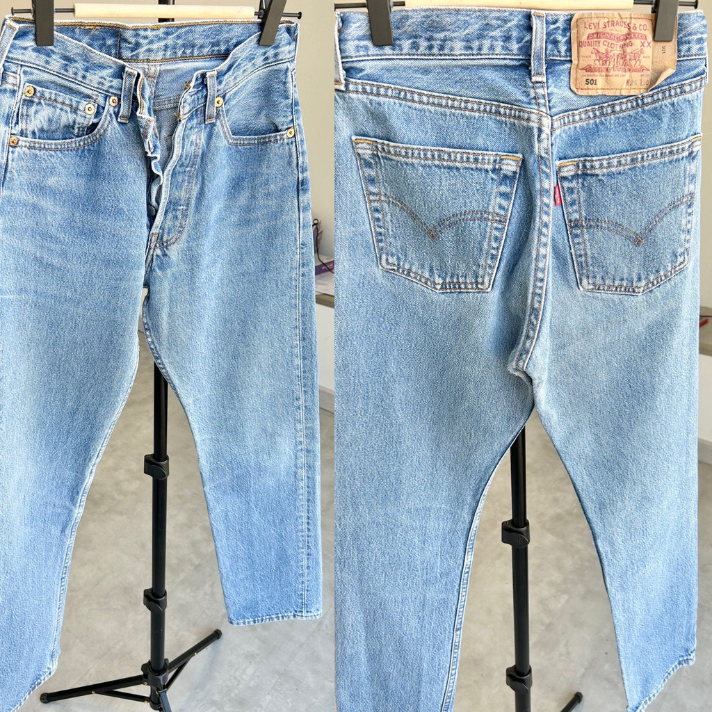 Levis 501 jeans w24 L30 light blue 501 stone wash  blue vintage 501s made in 90s